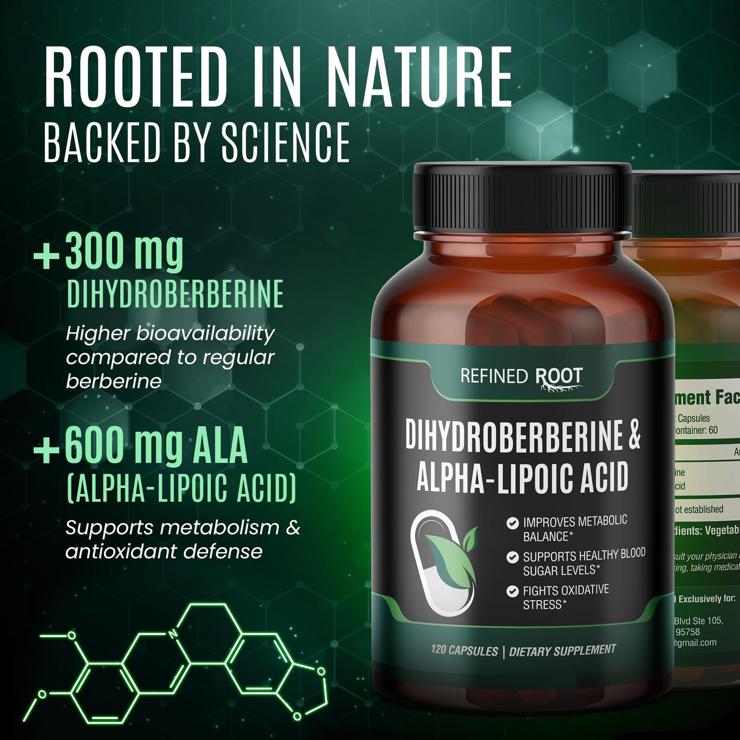 Blast Supplements Dihydroberberine 300mg with Alpha Lipoic Acid 600mg Capsule 120 Count