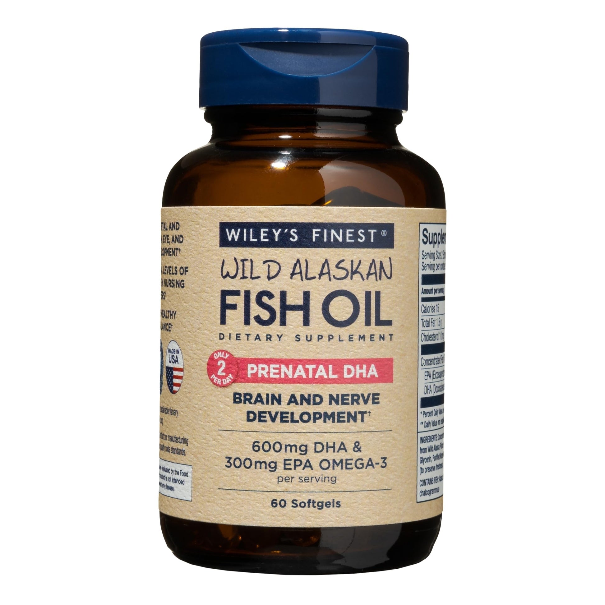 Wiley's Finest Wild Alaskan Fish Oil Prenatal DHA Softgels 60 Count
