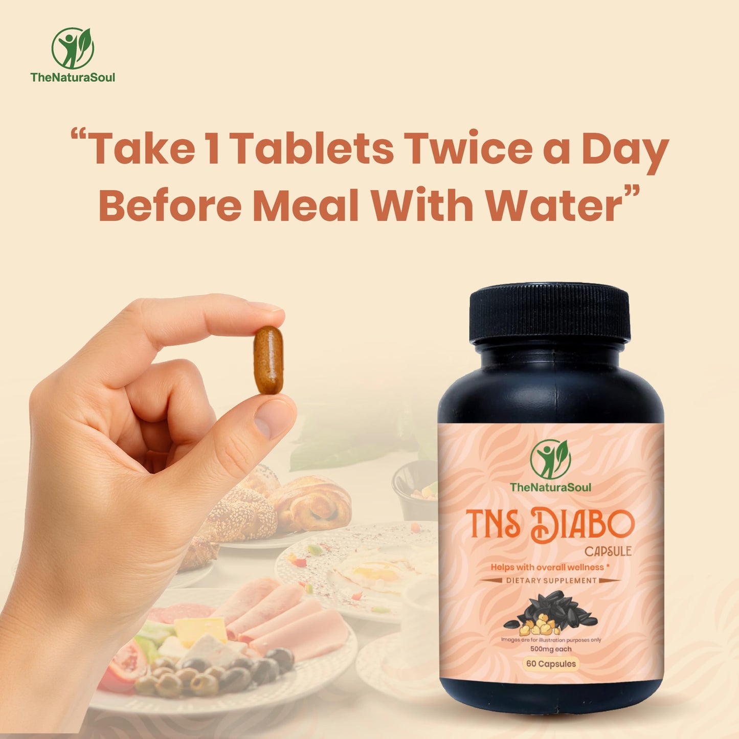 TheNaturaSoul TNS Diabo Herbal with Black Cumin & Fenugreek Seed Extract Capsules, 60 Capsules
