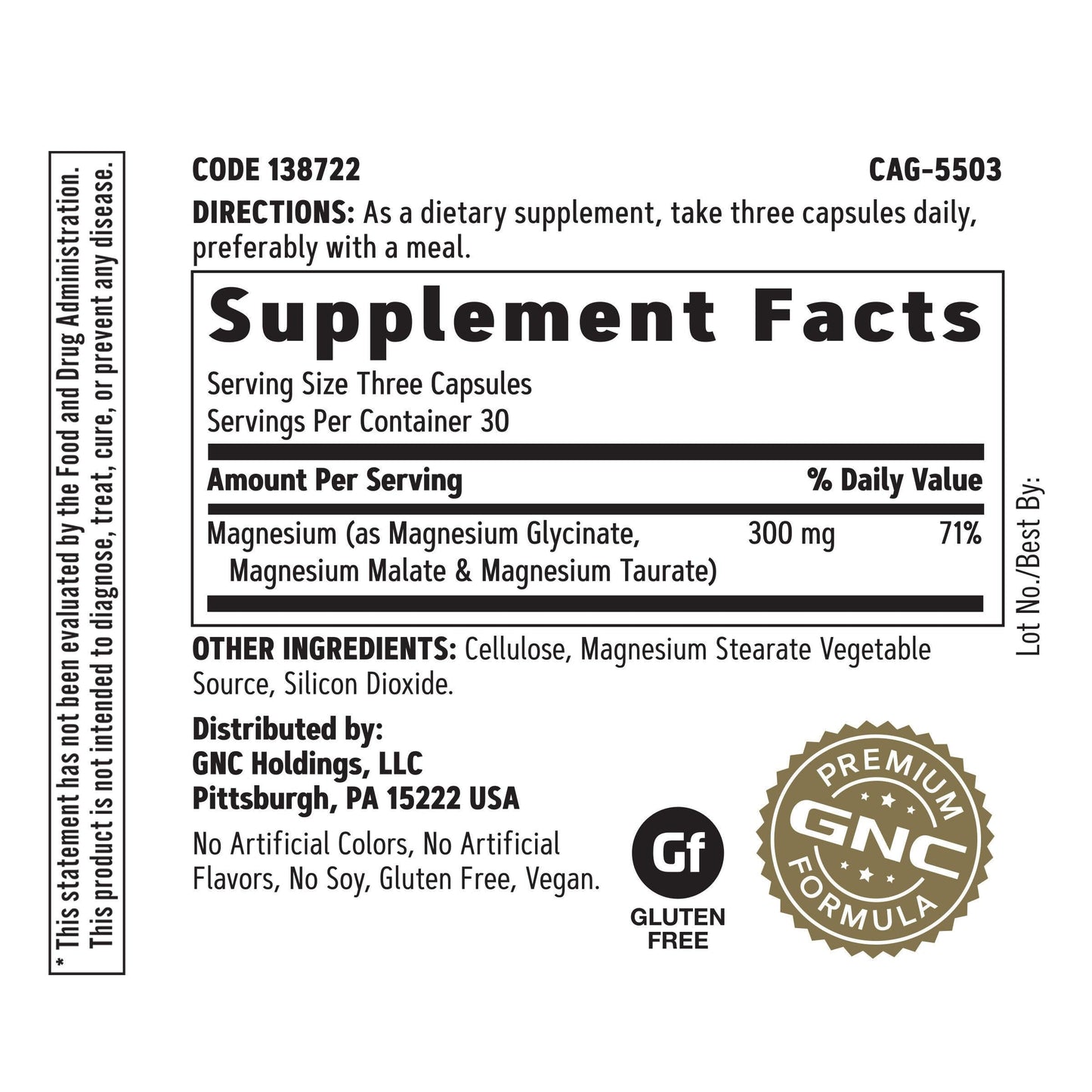 GNC Super Magnesium 300mg Glycinate, Malate, Taurate Capsule, 90 Count