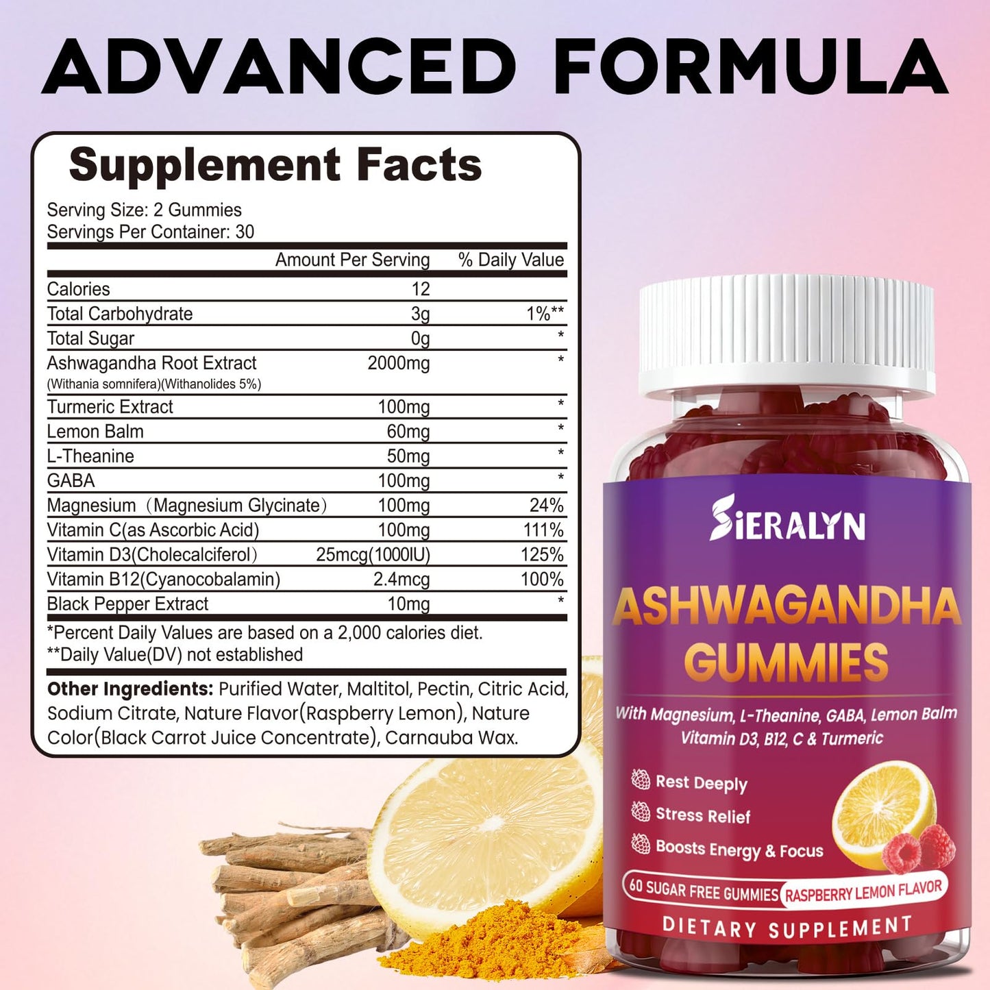 Sieralyn Ashwagandha Gummies 2000mg, 60 Count