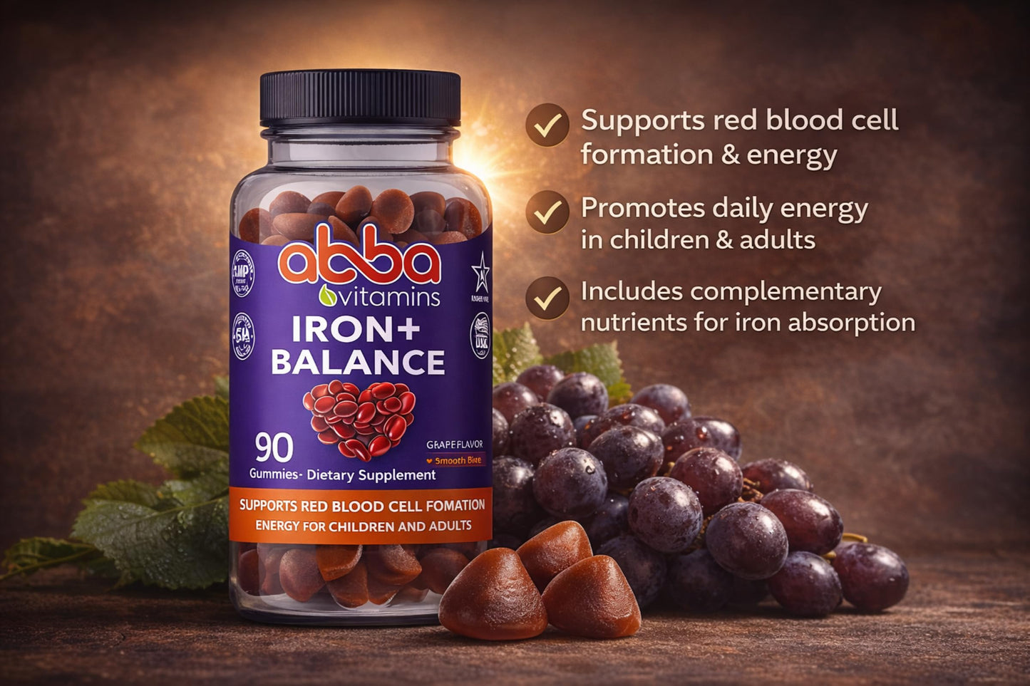 Abba Vitamins Iron + Balance Vitamins Gummies 90