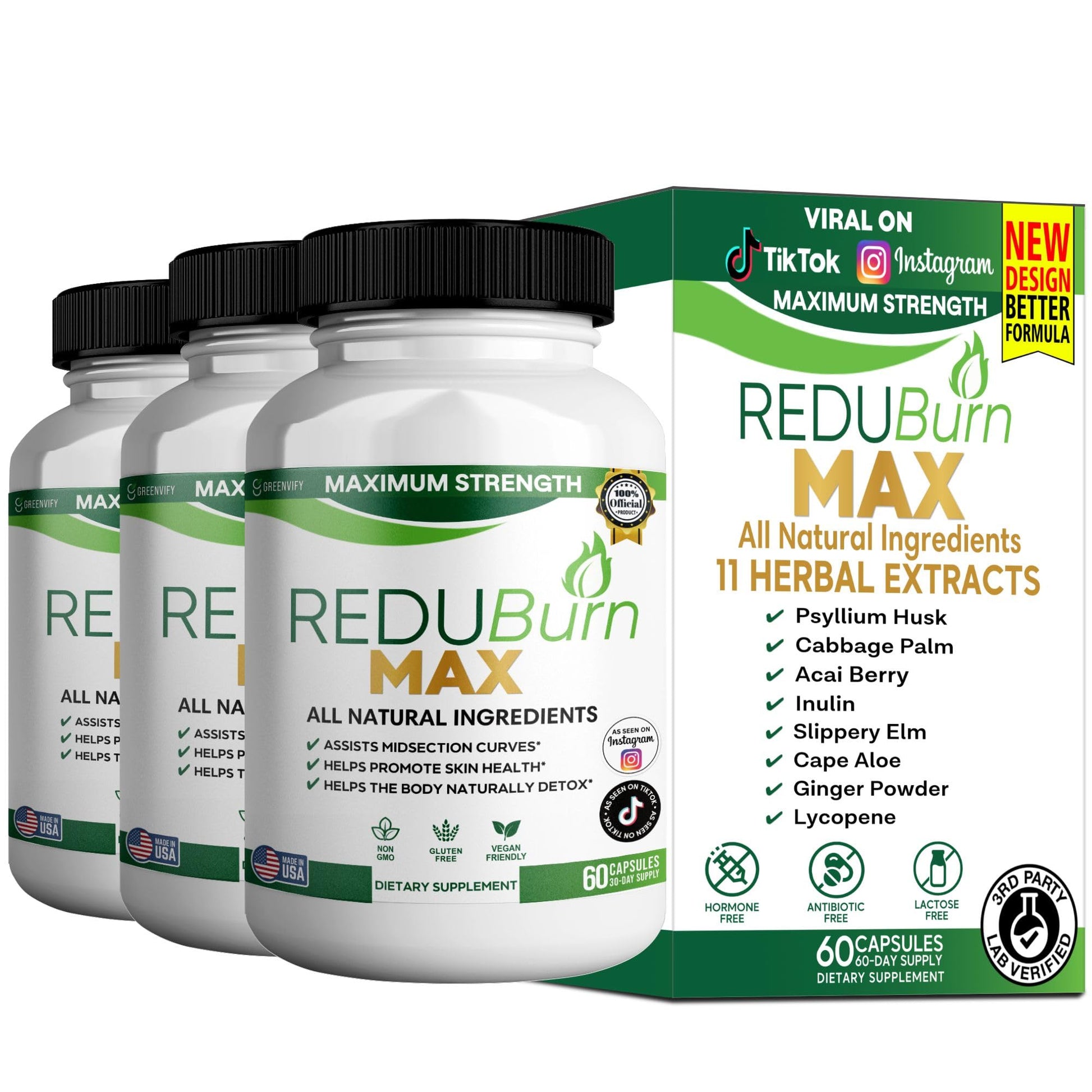 GREENVIFY Redubutt Max Maximum Strength Dietary Supplement 60 Capsules