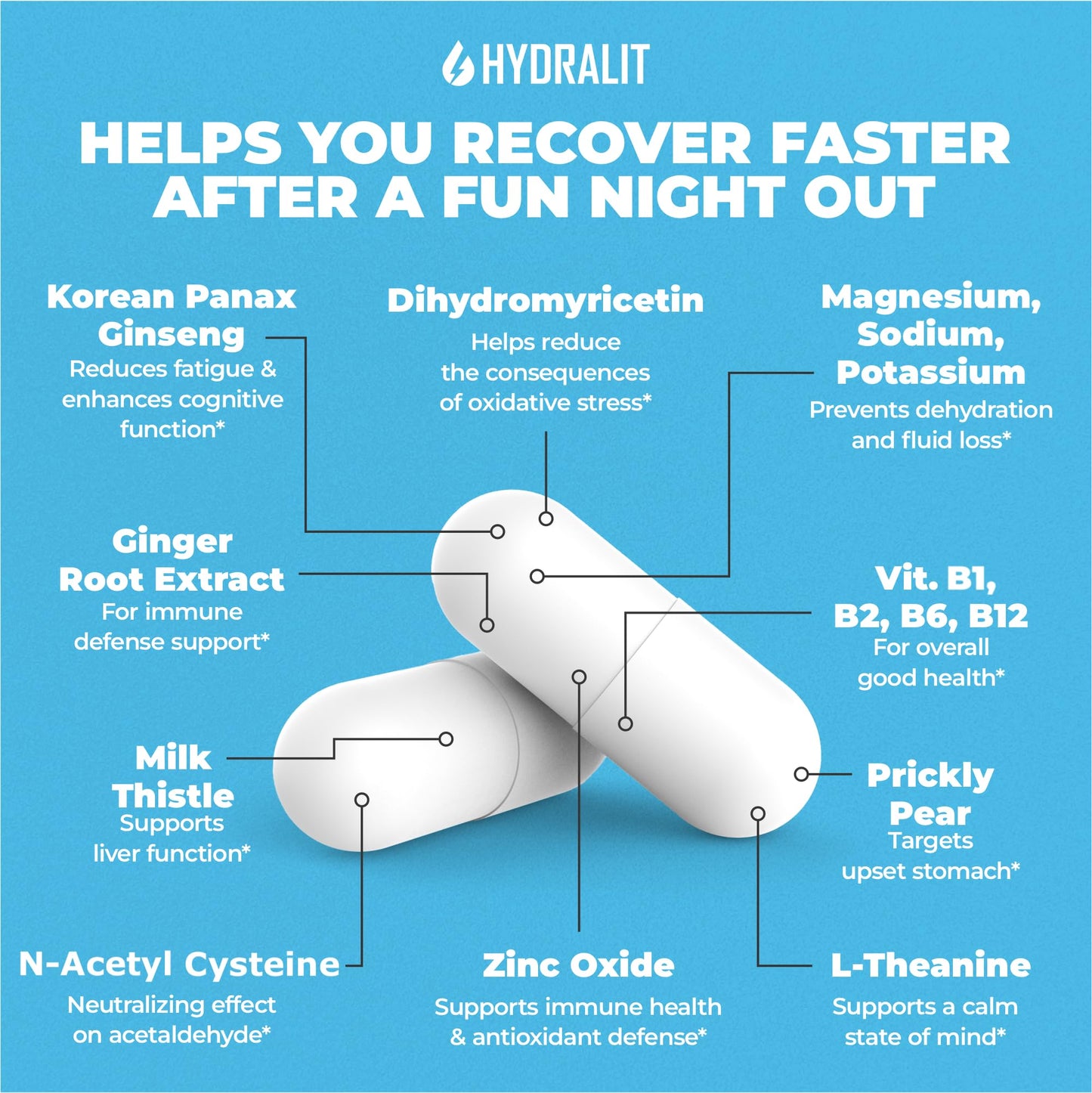 Hydralit After Drinking Aid Supplement Milk Thistle DHM 120 Capsules