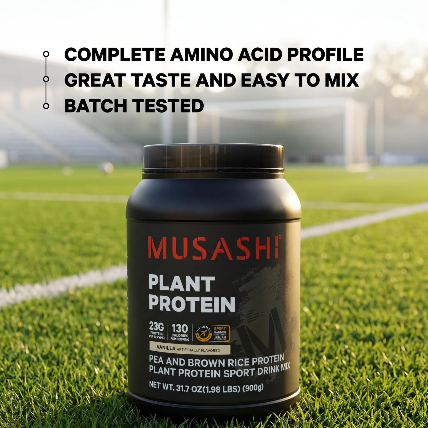 Musashi Plant Protein Powder Vanilla, 900g (1.98 lb)