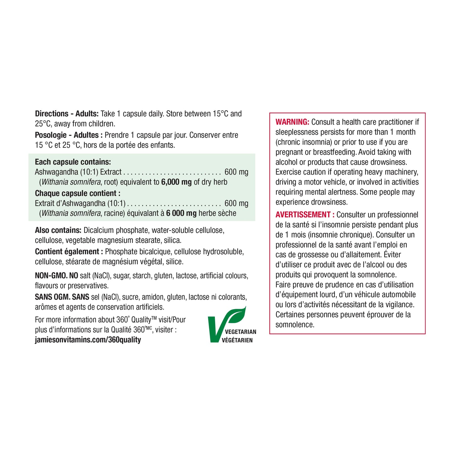 Jamieson Natural Stress Support with Ashwagandha Capsule 60 Count