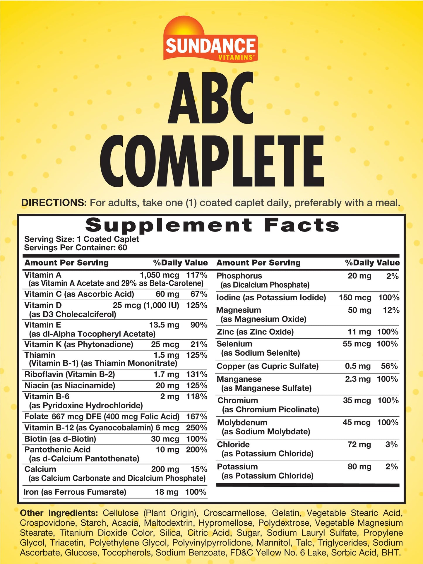 Sundance Multivitamin for Women & Men with Iron Caplets 60 Count