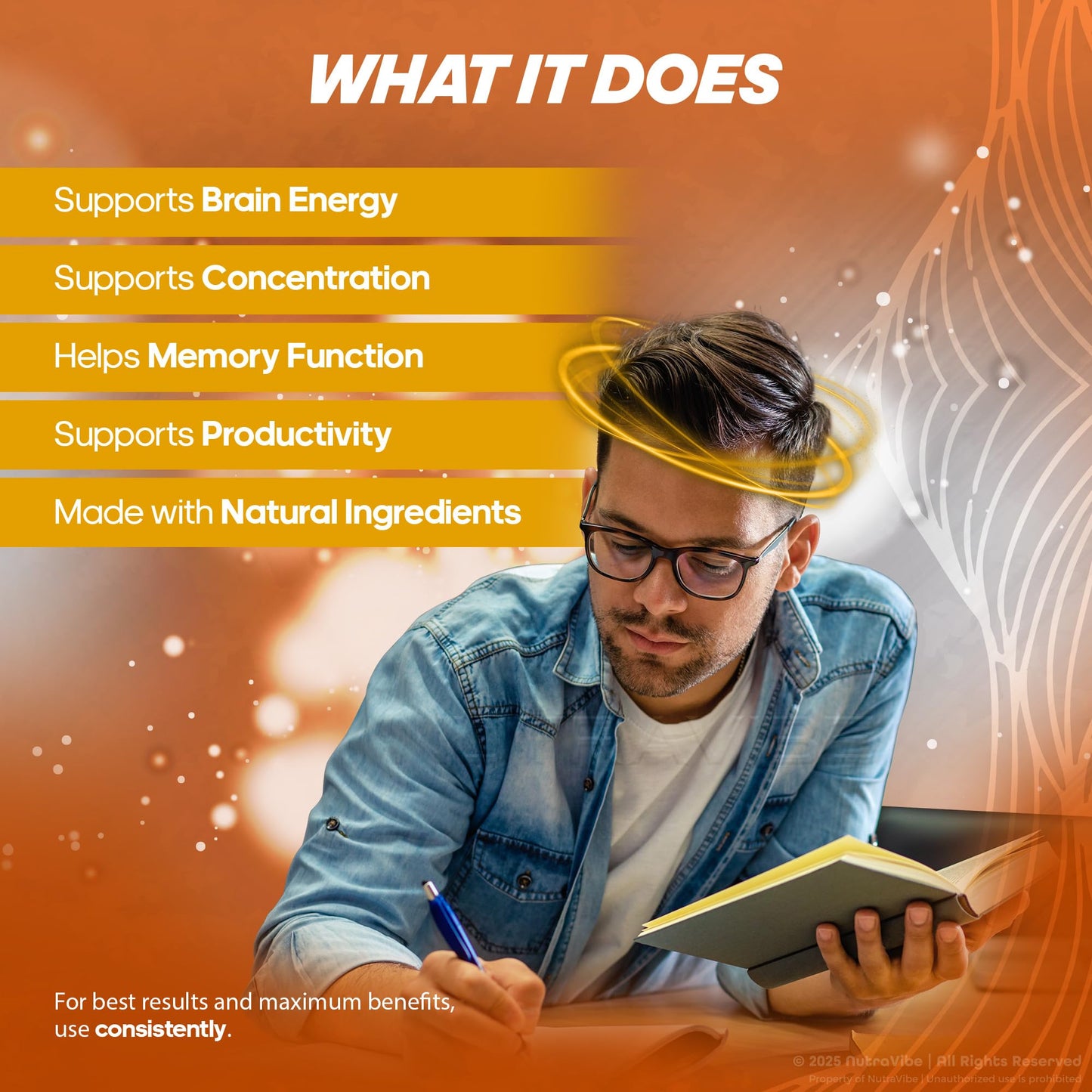 NutraVibe Nerve Force – Premium Neuropathy Blend for Brain, Nerves & Concentration | NerveForce Capsules for Memory, Focus & Clarity | Easy-to-Take for Daily Support, 180 Capsules
