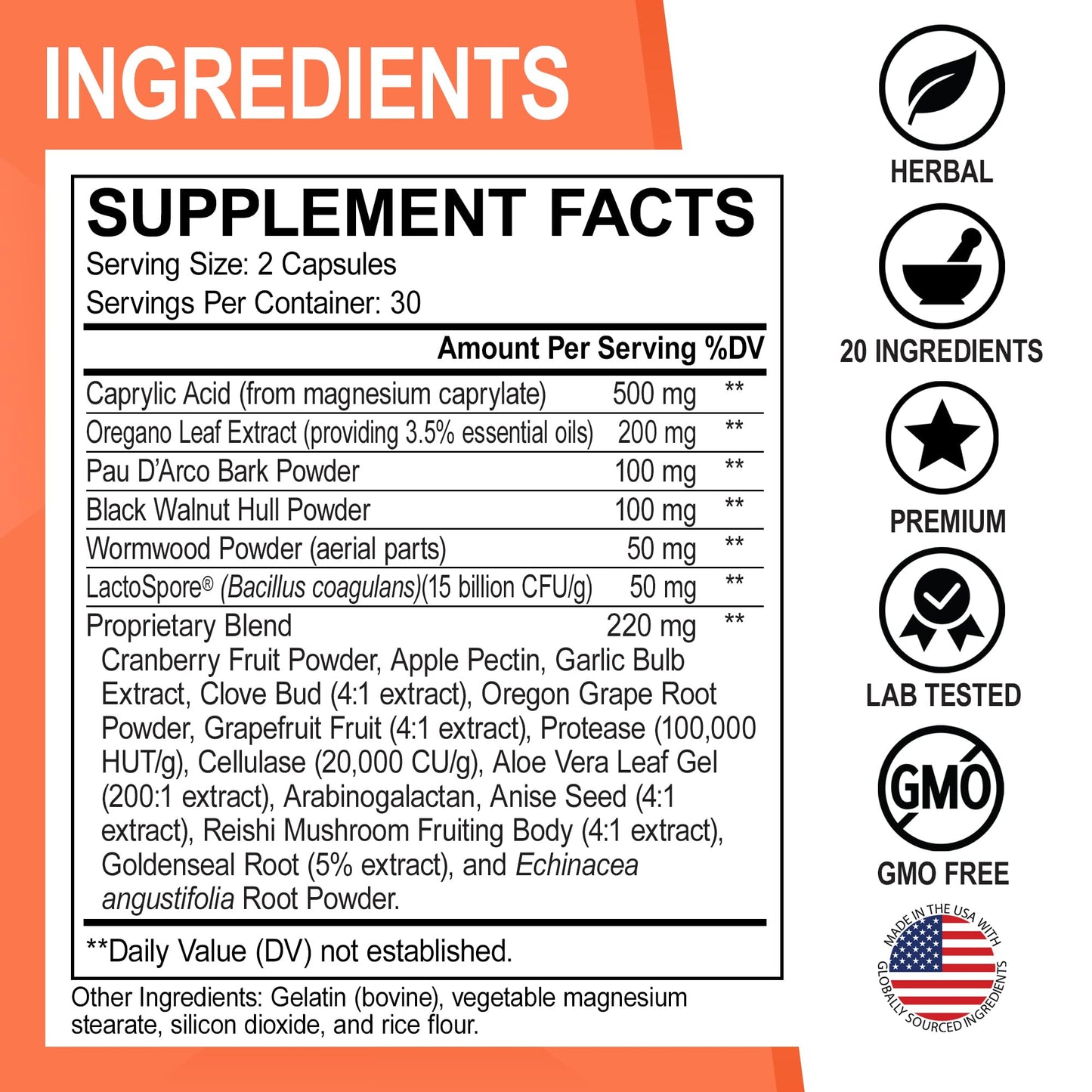 DR. BO Candida Cleanse Detox Capsules 60 Count