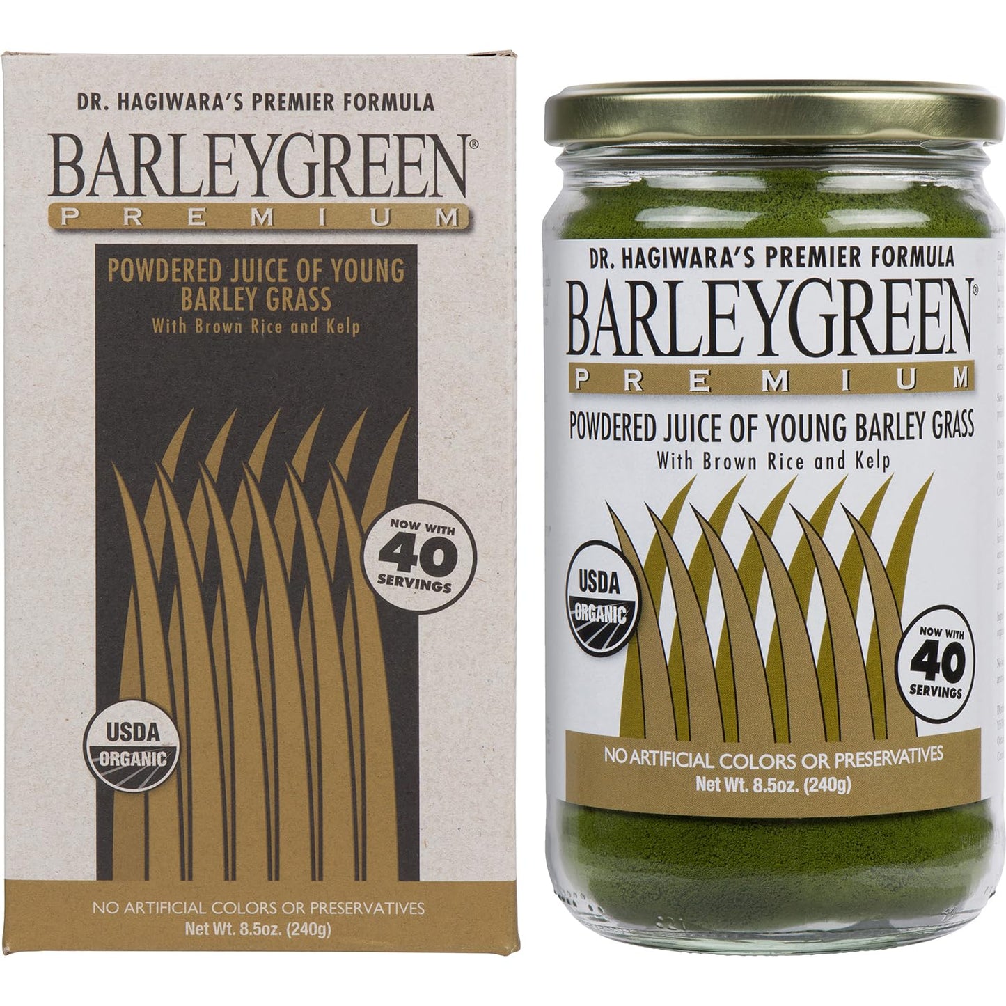 BARLEYGREEN Dr. Hagiwara's Original Premium w/Kelp - Organic Barley Grass Juice Powder, 8.5 oz