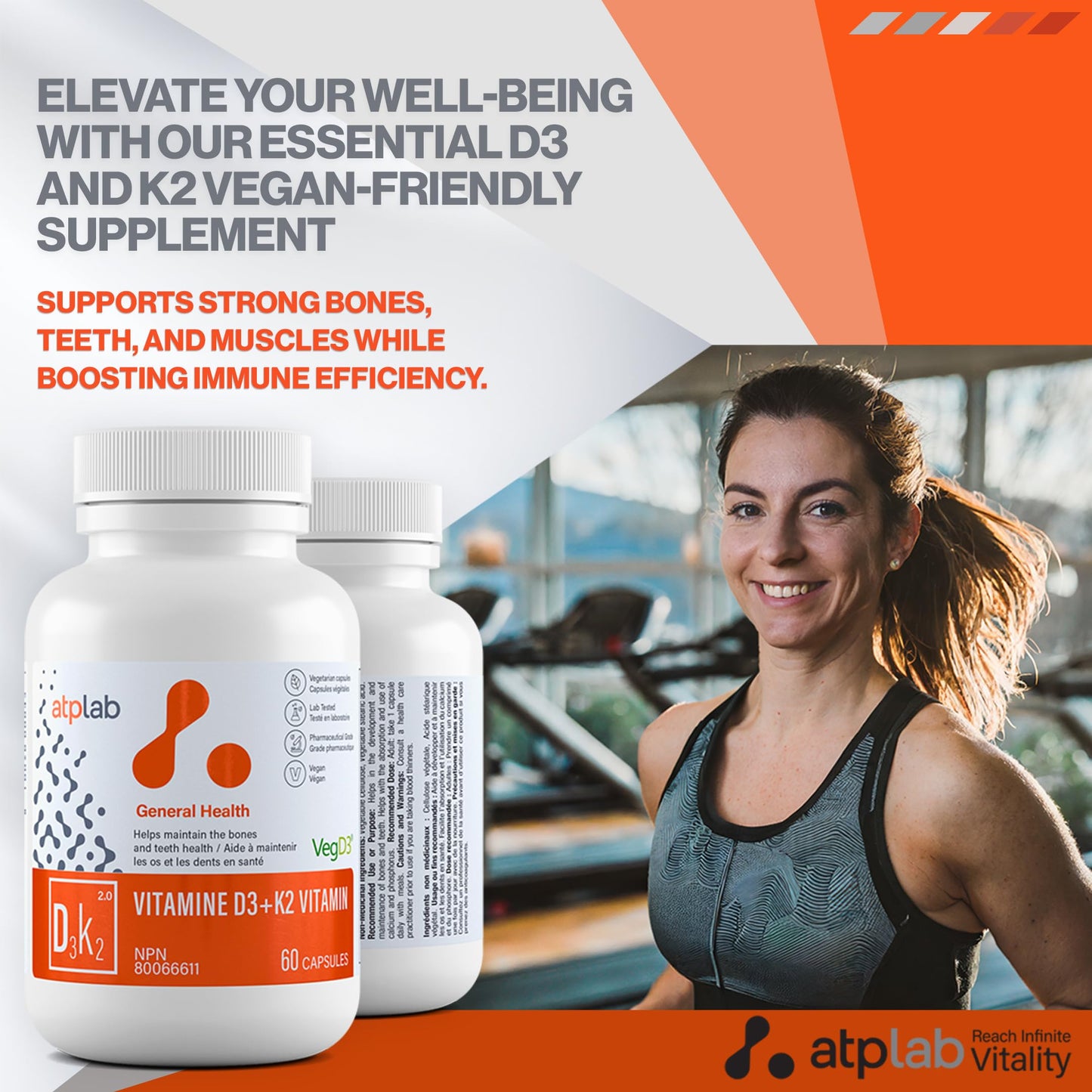 ATP LAB Vitamin D3 K2 60 Capsules