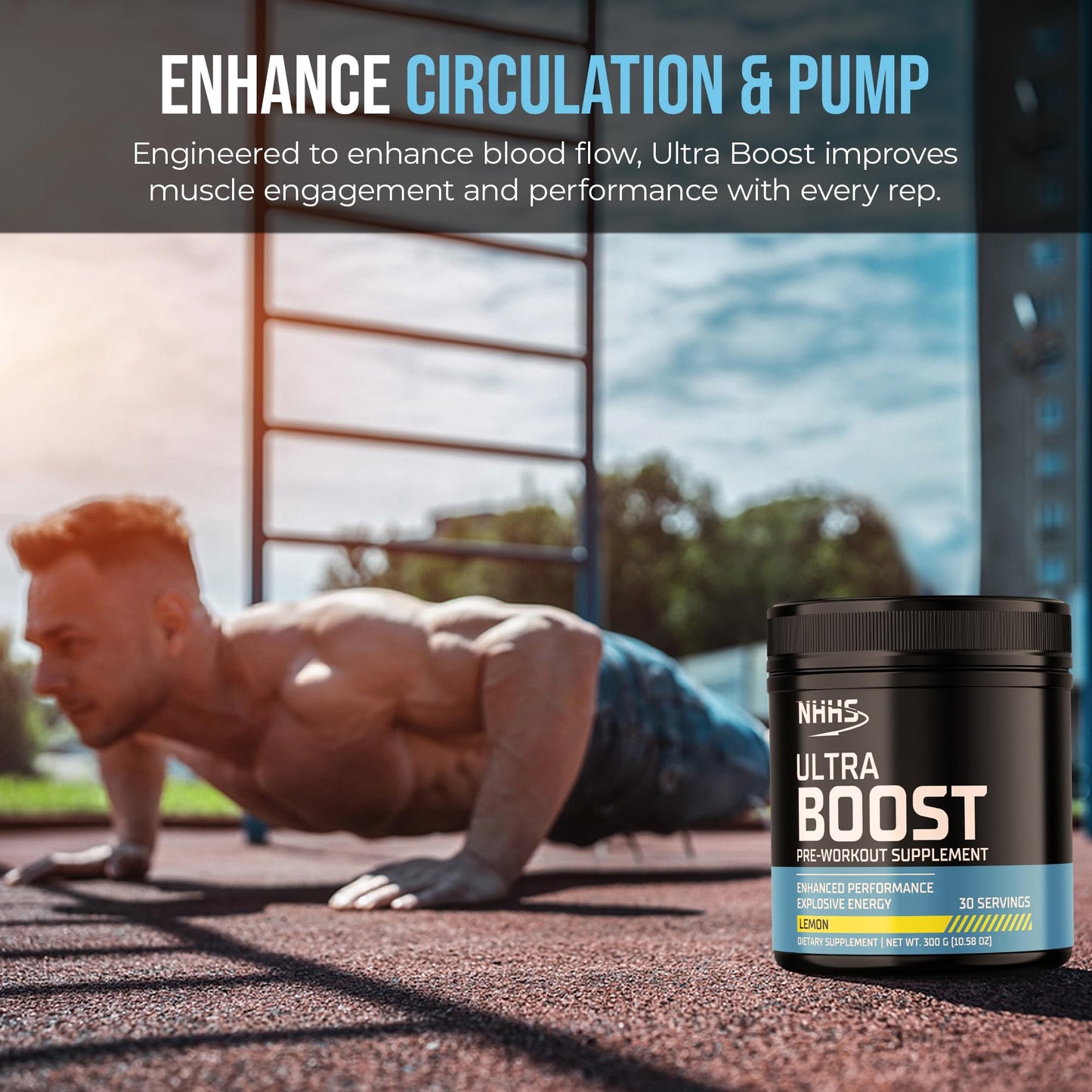 NHHS Ultra Boost Pre-Workout Powder, Lemon Flavor, 10.58 oz