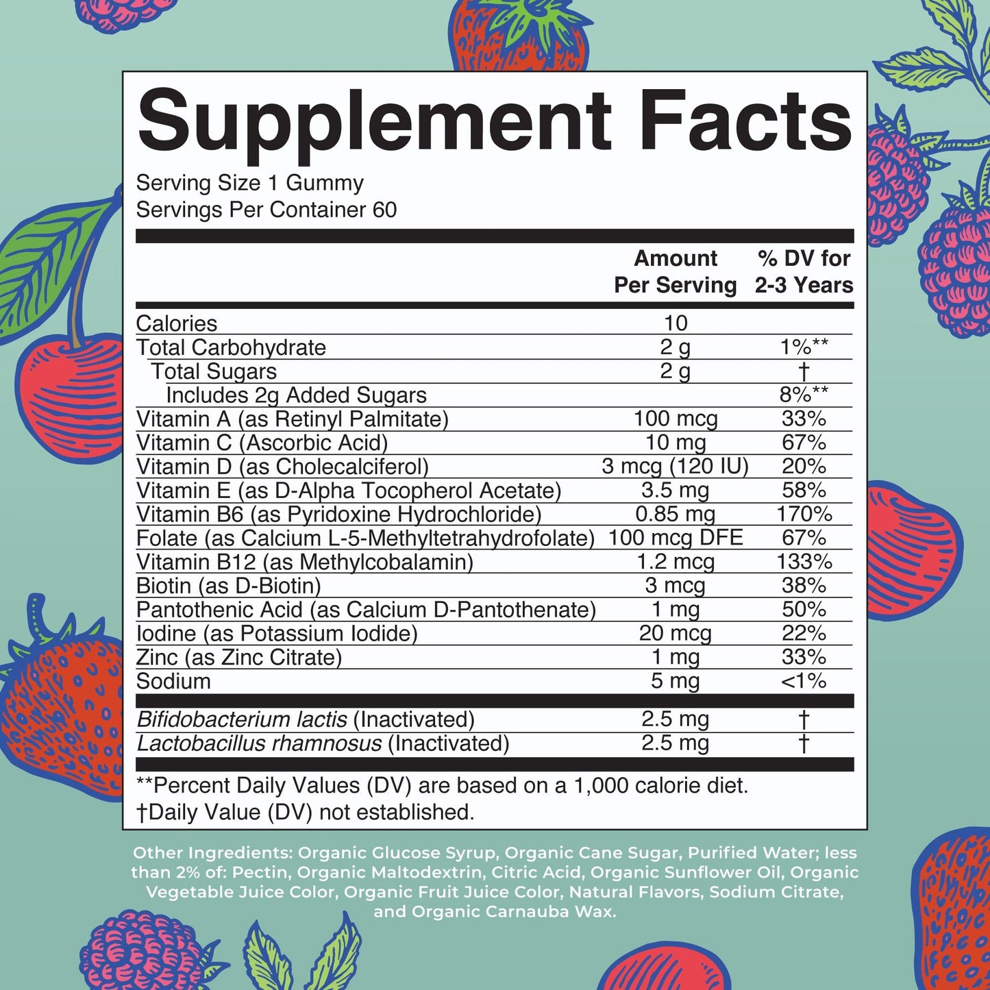 MARYRUTH'S Organics Toddler Multivitamin Gummies + Postbiotics, 60 Count