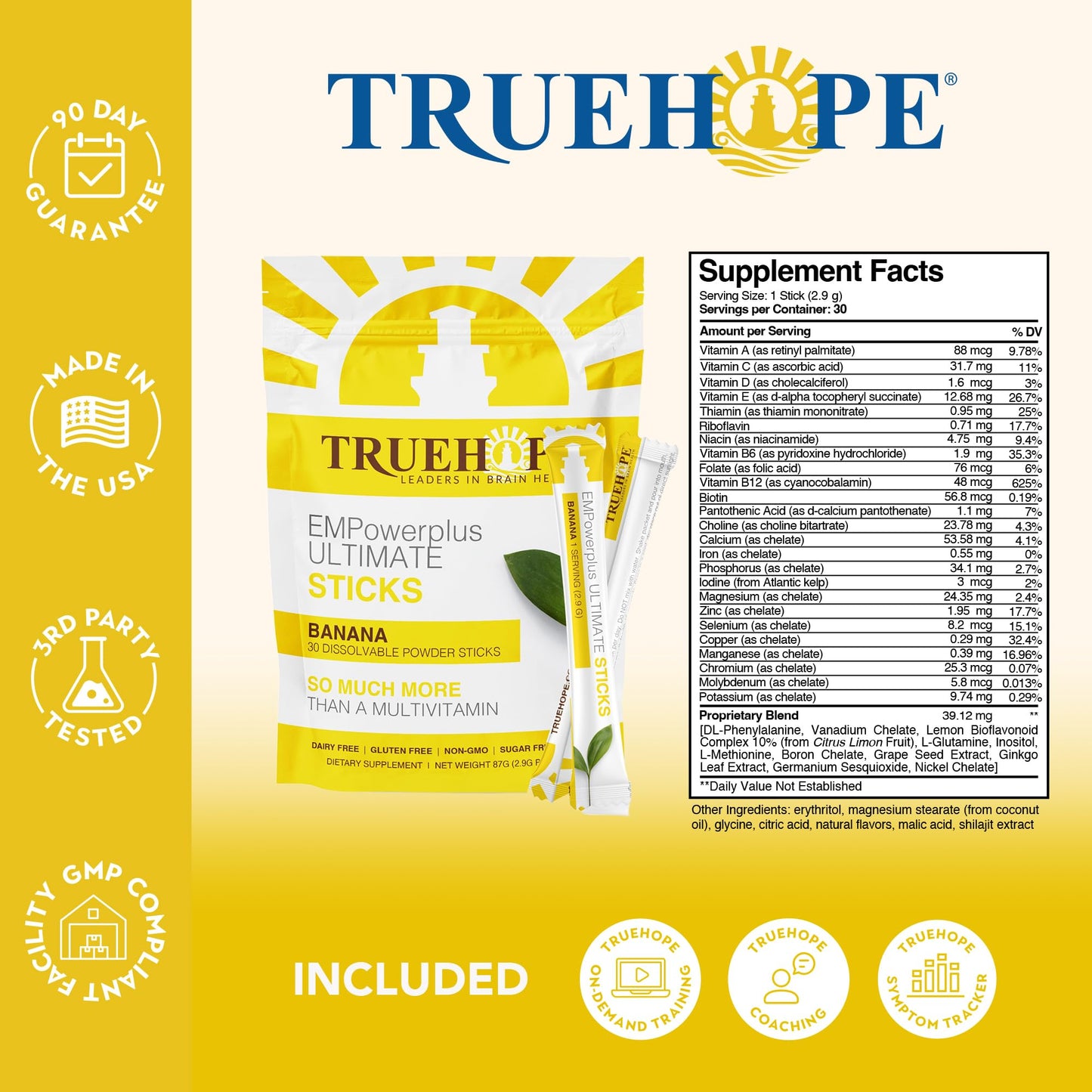 Truehope Multivitamin Nootropic Pouches with Inositol Once-Per-Day EMPowerplus Ultimate Sticks Powder 3.07