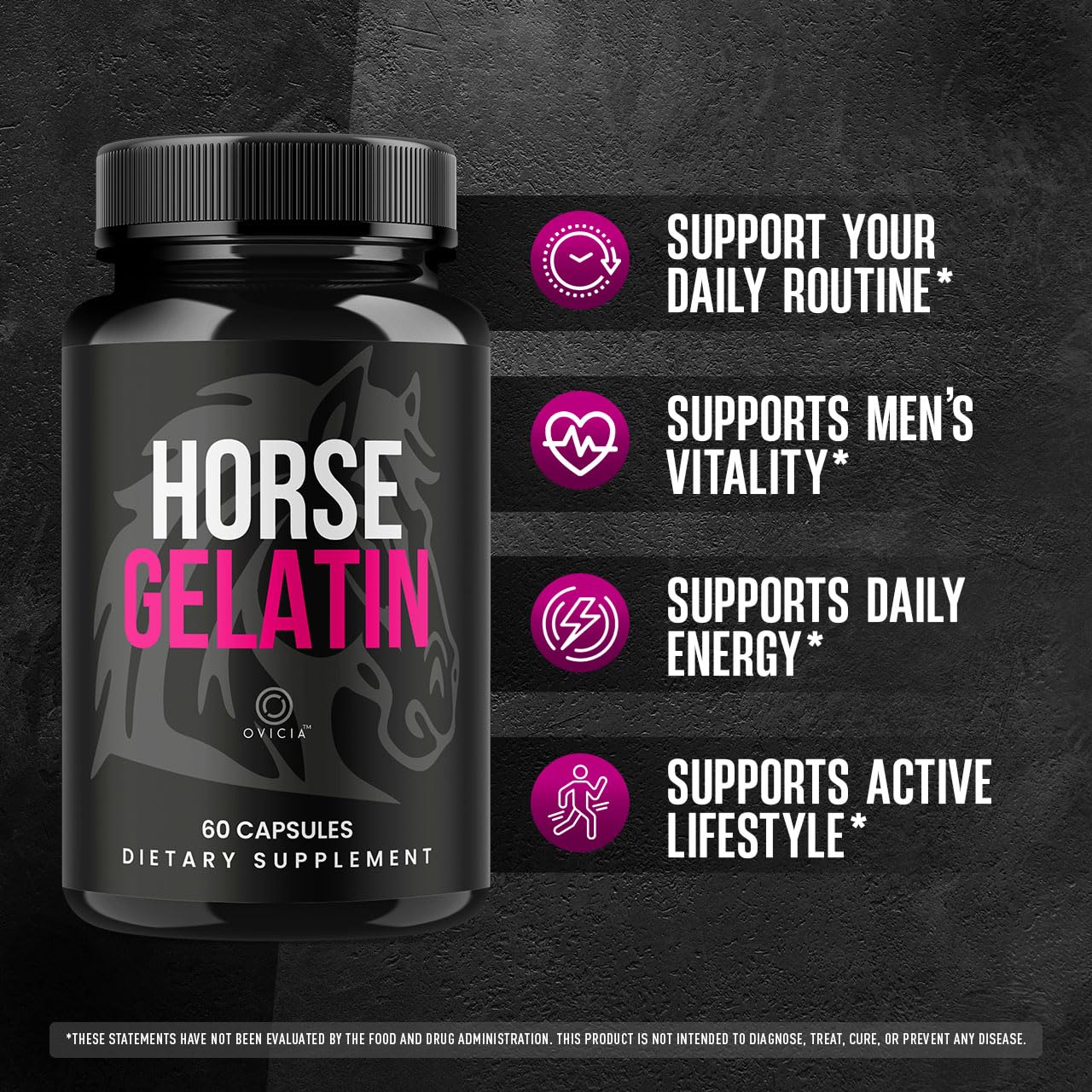 OVICIA Horse Gelatin Capsules, 180 Capsules
