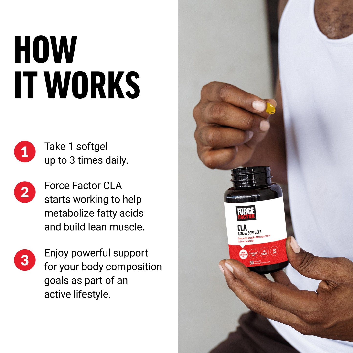 Force Factor CLA Supplements 1000 mg Softgel 90 Count