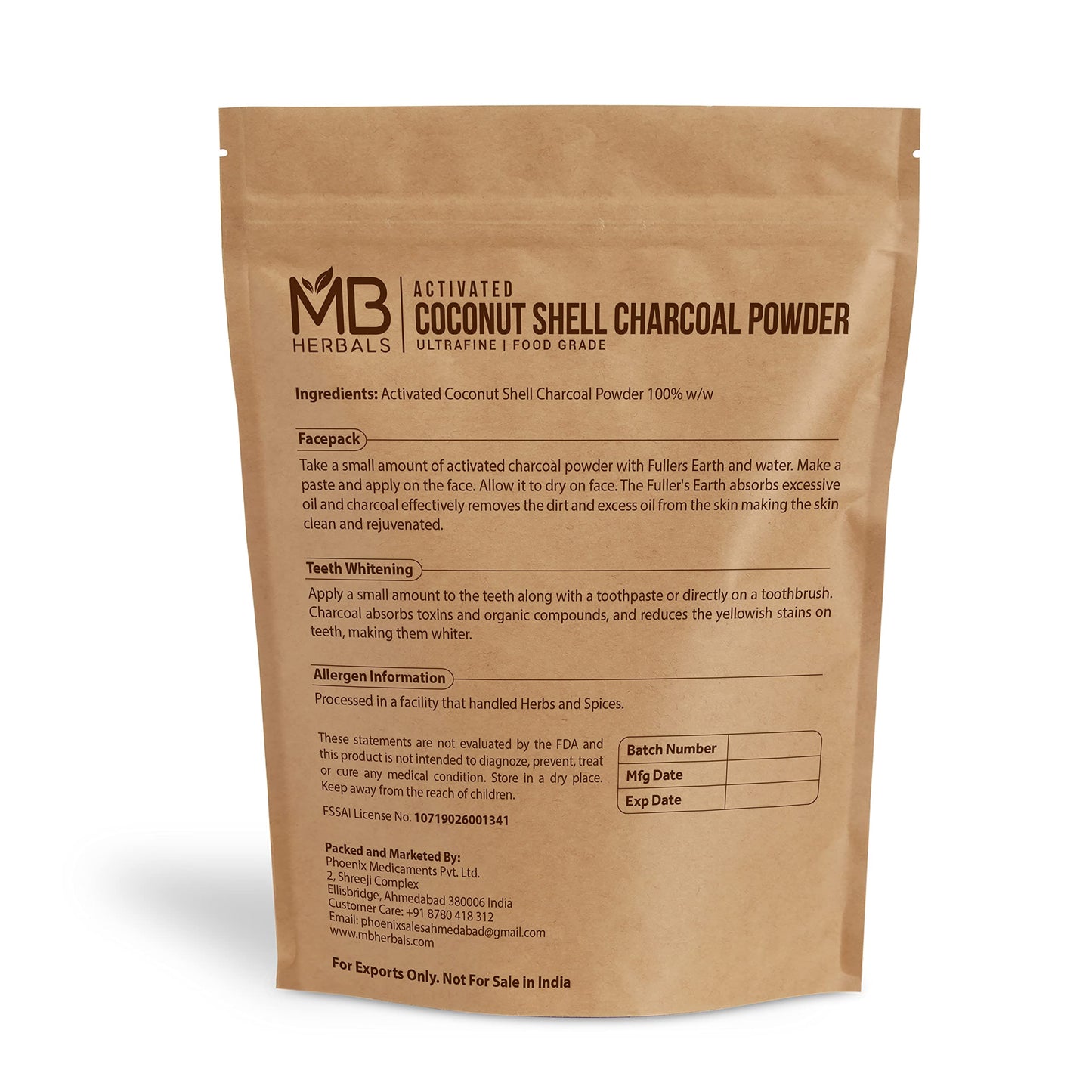 MB Herbals Activated Charcoal Powder 8 oz