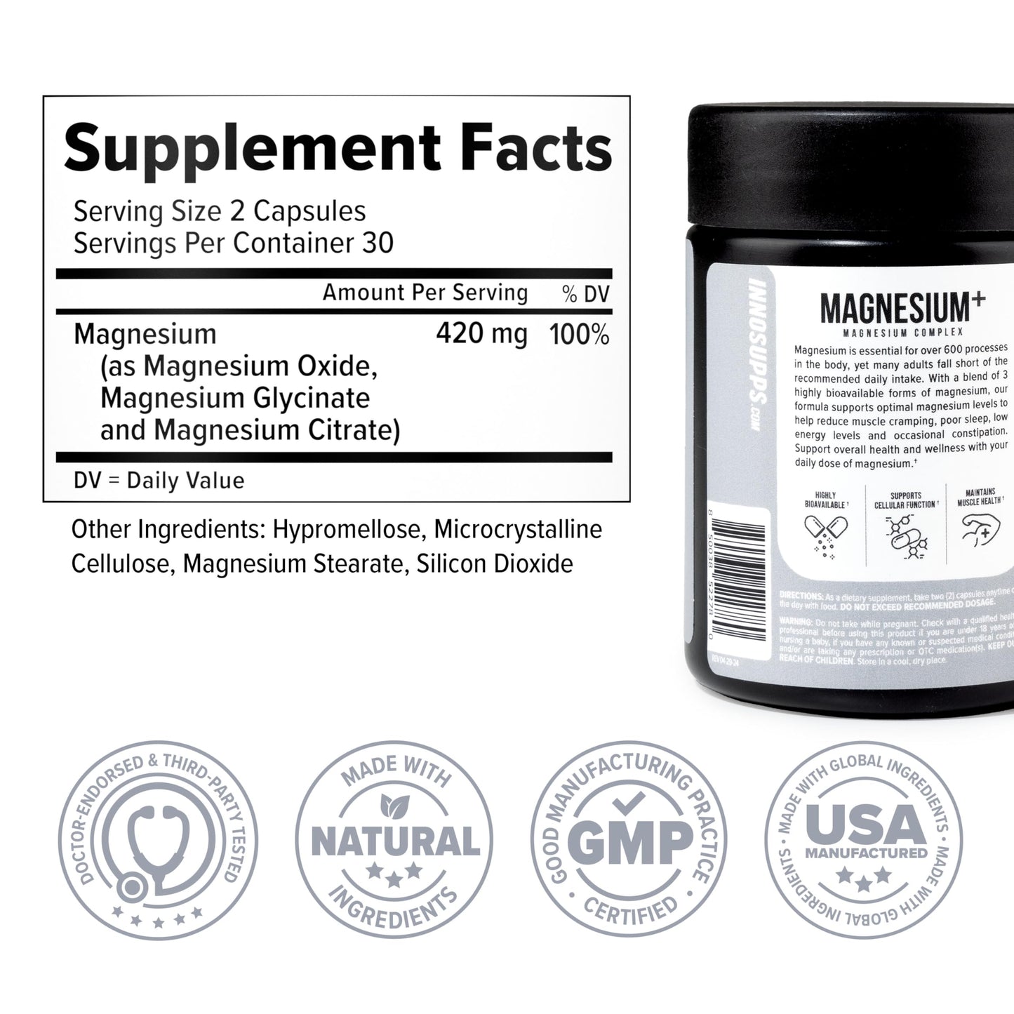 InnoSupps Magnesium Triple-Action Bioavailable Magnesium Complex Capsule 60 Capsules
