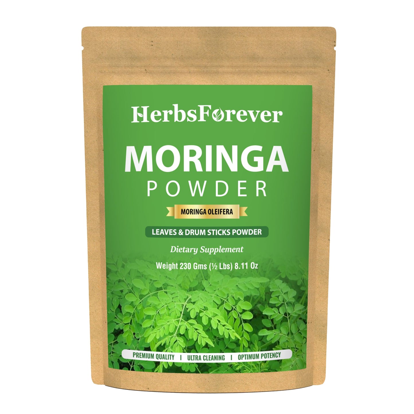 Herbsforever Moringa Oleifera Leaf & Drum Stick Powder, 8.11 oz