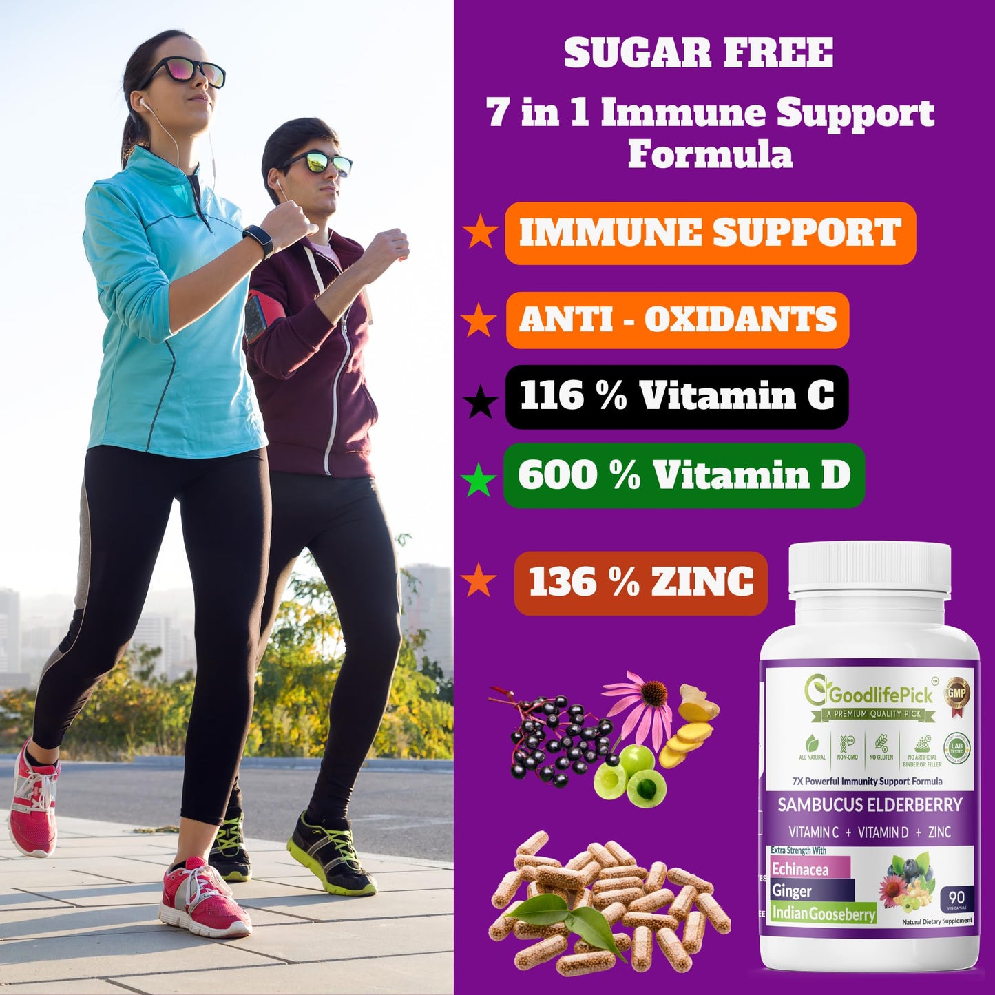 GoodlifePick Elderberry & Turmeric Capsules, 180 Count