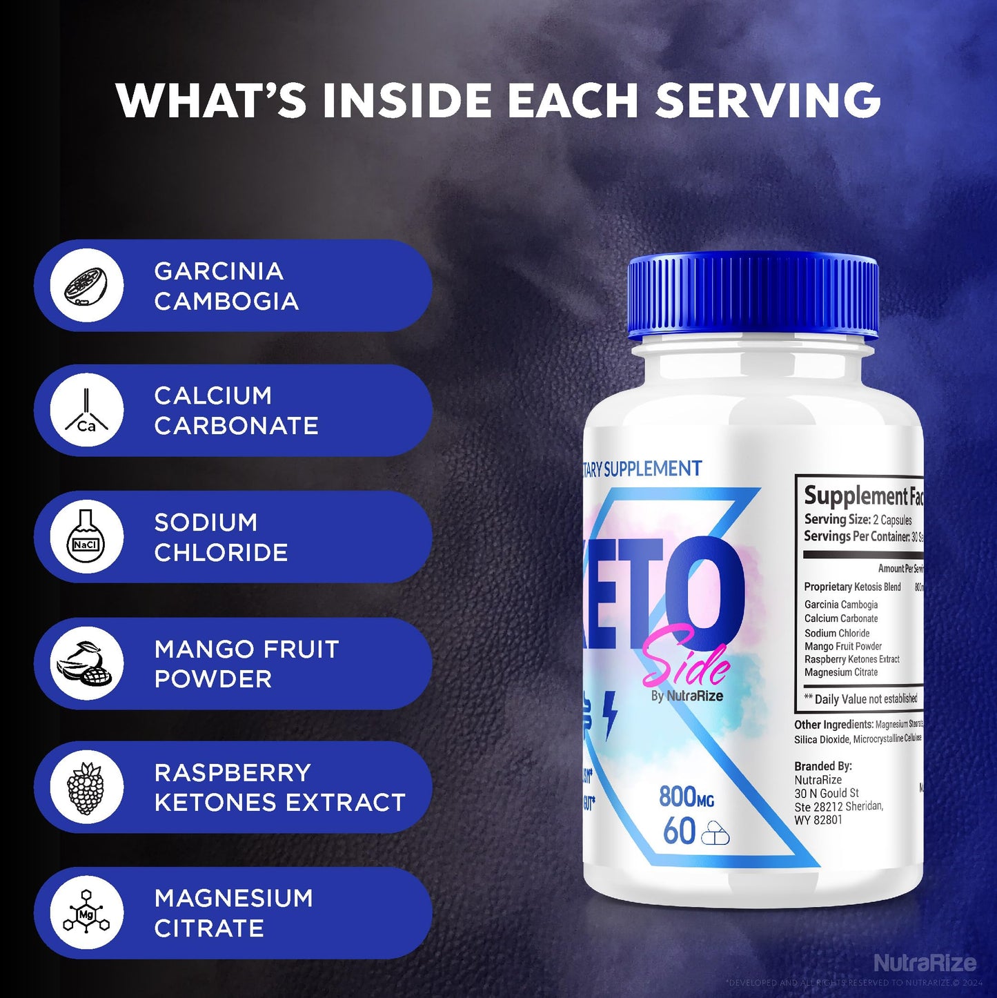 NutraRize Keto Side Capsules, 180 Capsules