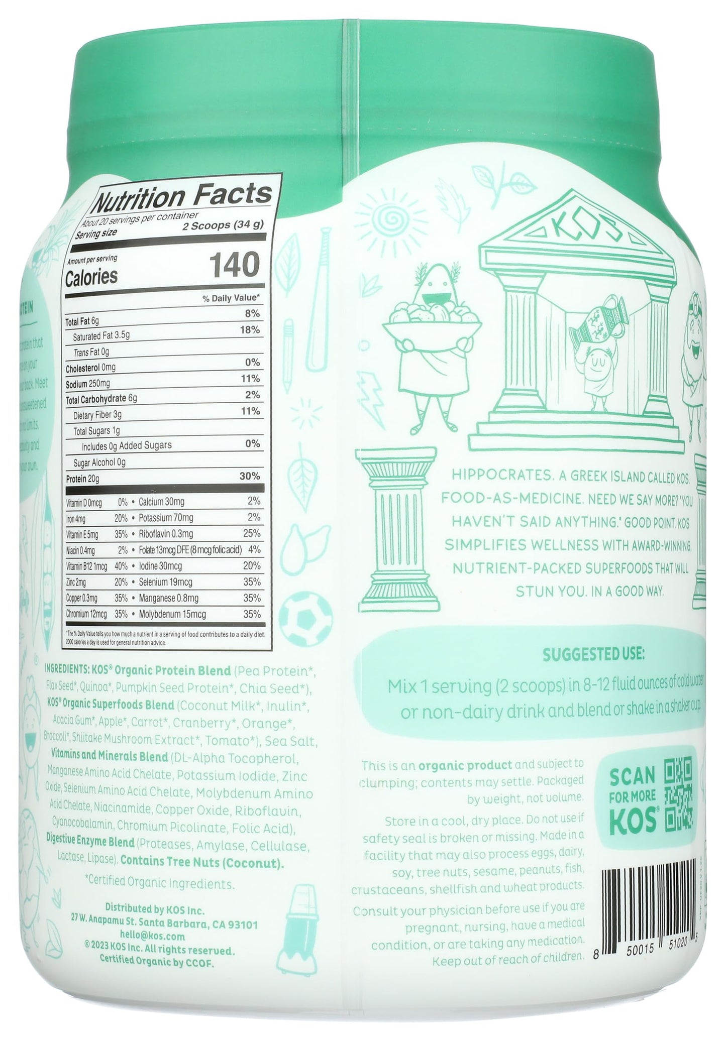 KOS Vegan Protein Powder 24 Servings