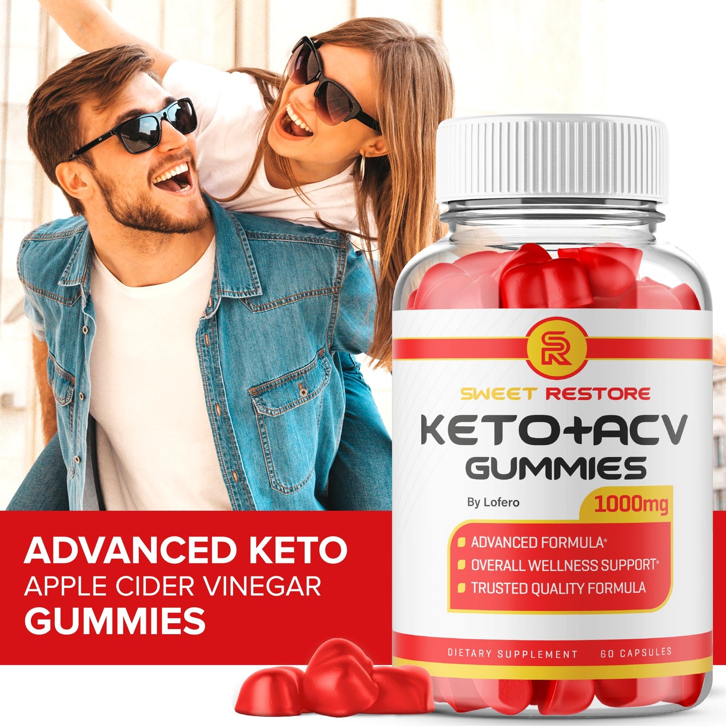 Lofero Sweet Restore Gummies Apple Cider Vinegar ACV Loss Support Advanced Maximum Strength Premium Wellness Formula Natural Ingredients 120 Count