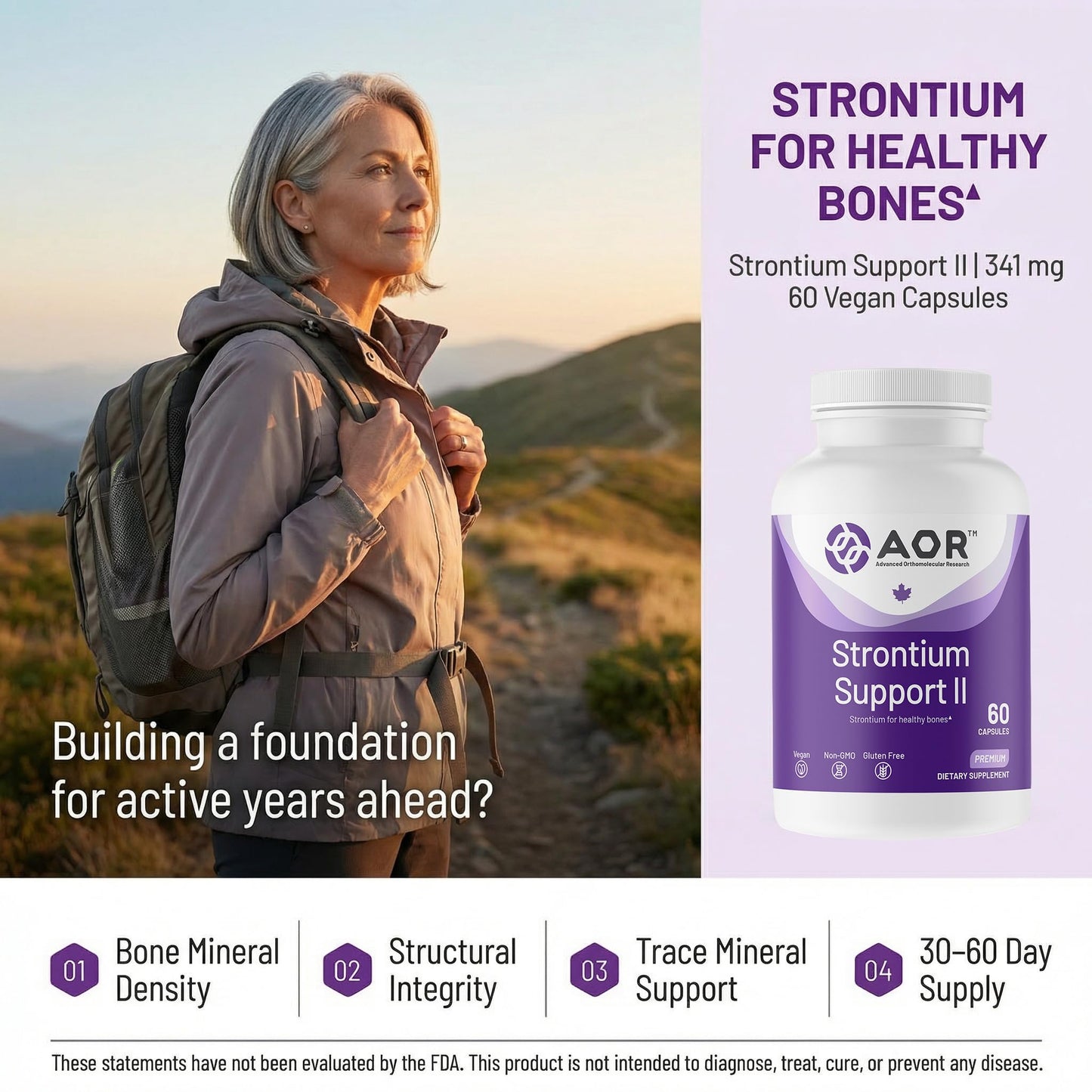 AOR Strontium Support II 341mg Capsule, 60 Count
