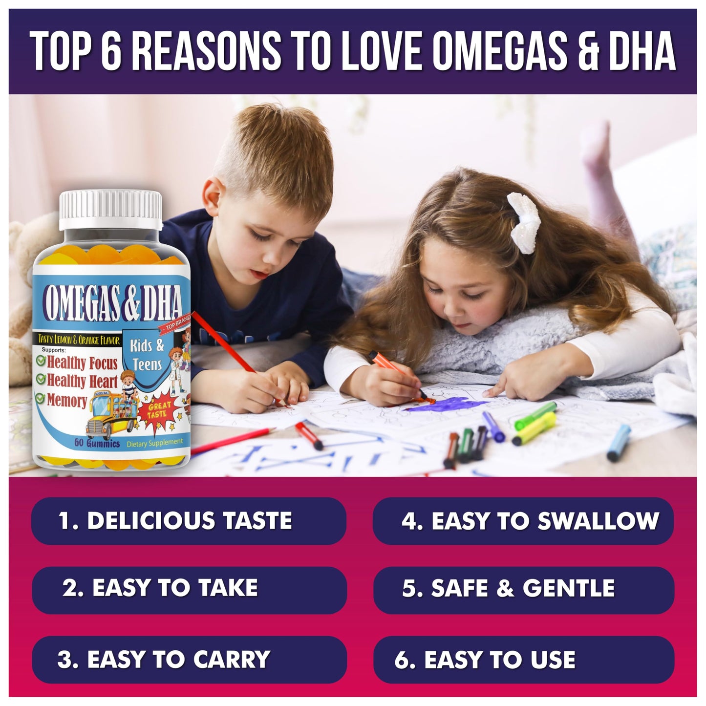 Celebrity LifeStyle Product Kids Omega-3 DHA Gummies 60 Count