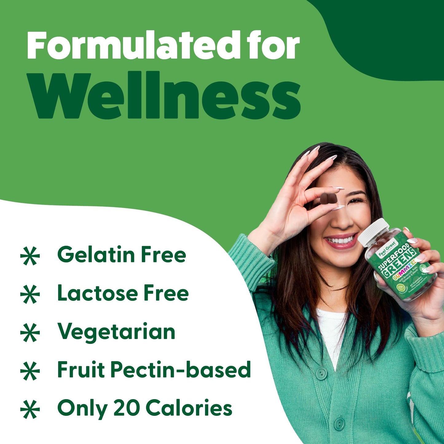 The Feel Great Vitamin Company Super Greens Gummies Watermelon Flavor, 60 Gummies