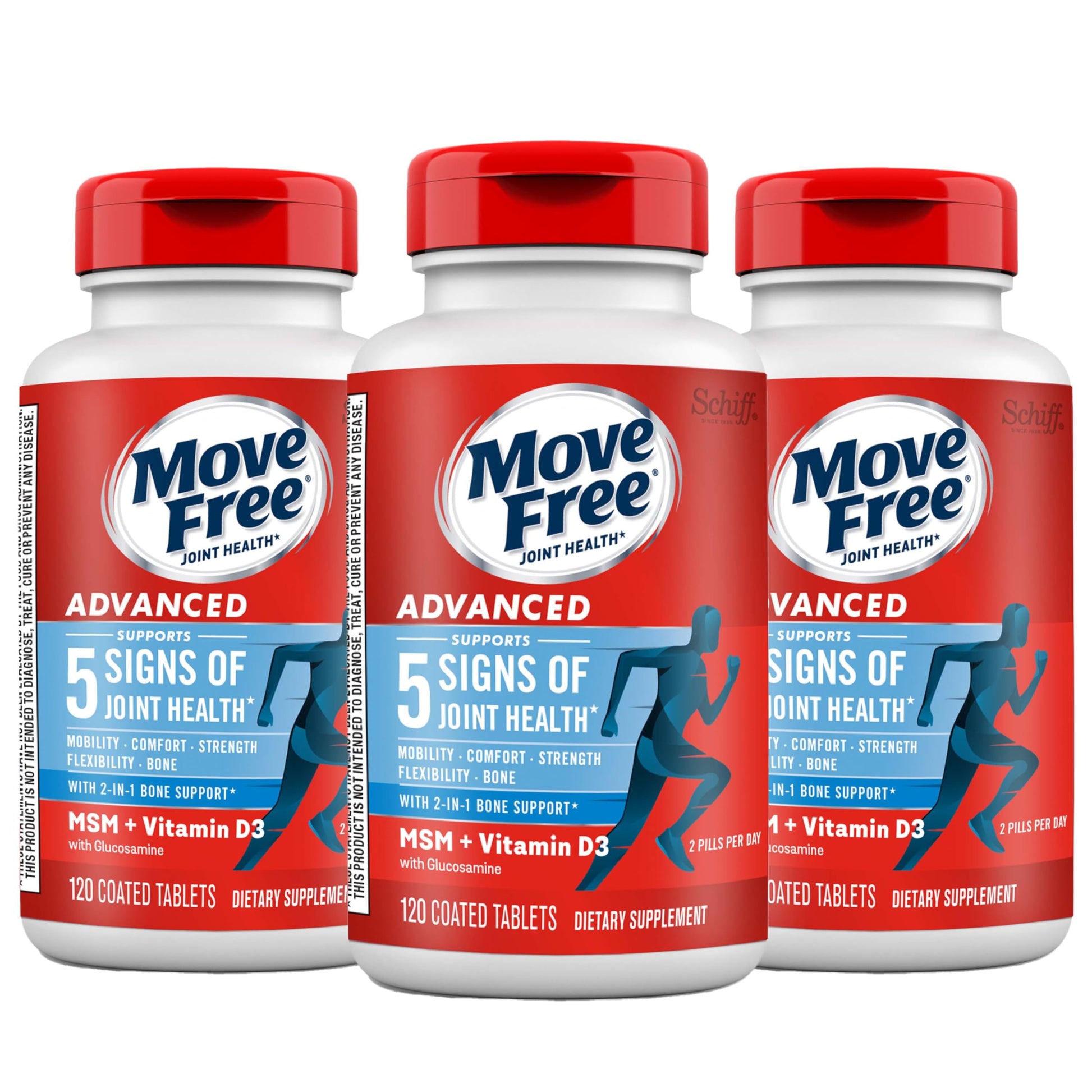 Move Free Advanced Glucosamine Chondroitin MSM + Vitamin D3 Joint Support Supplement, Tablet, 360 Tablets
