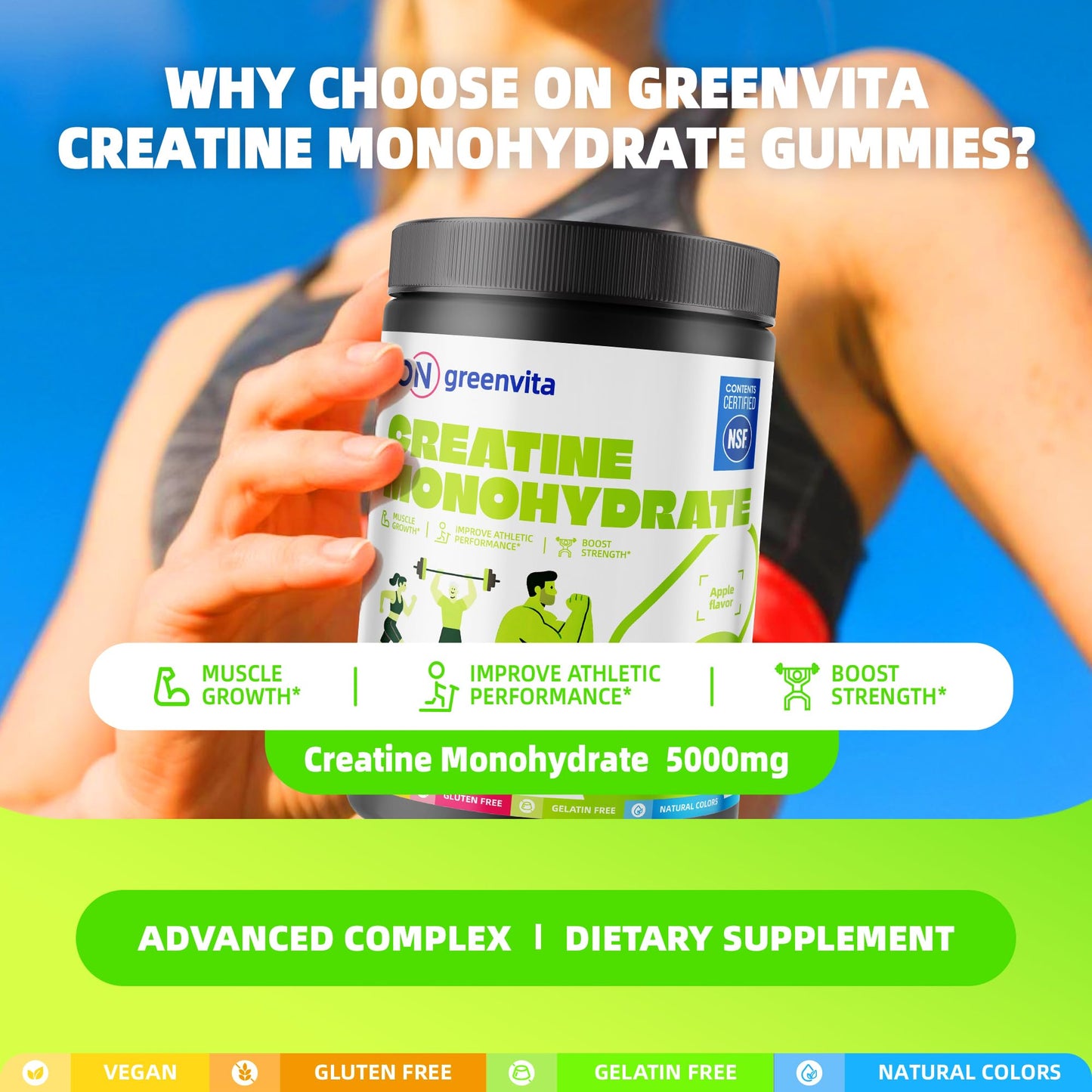 ON GREENVITA NUTRITION Creatine Monohydrate Gummies 135 Gummies