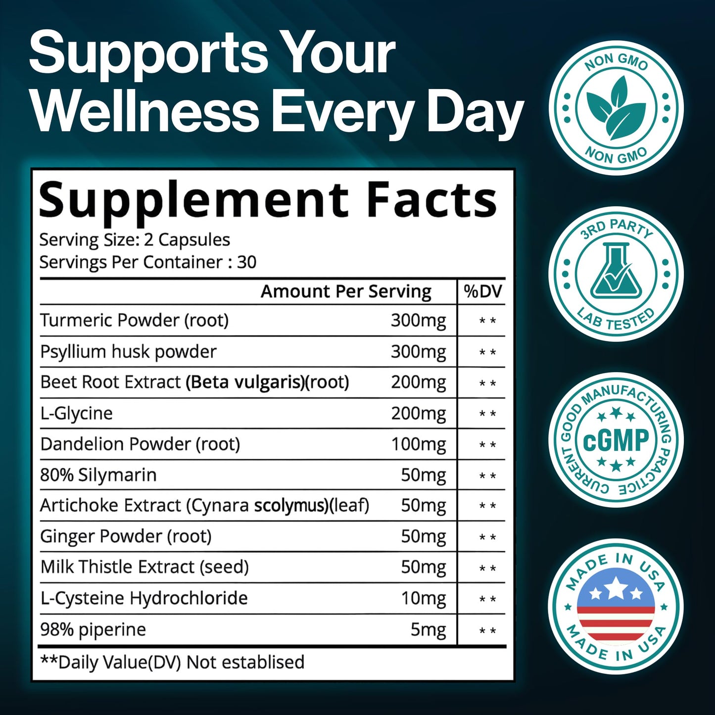 BODY C.E.O. EXECUTIVE OF SUPPLEMENTS Liver Health Support with Milk Thistle, Turmeric & Artichoke Extract Capsules, 60 Capsules