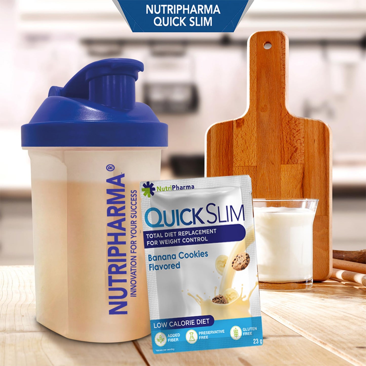 NUTRIPHARMA Quick Slim High Protein Shakes for Weight Loss, Powder, 30 Sachets