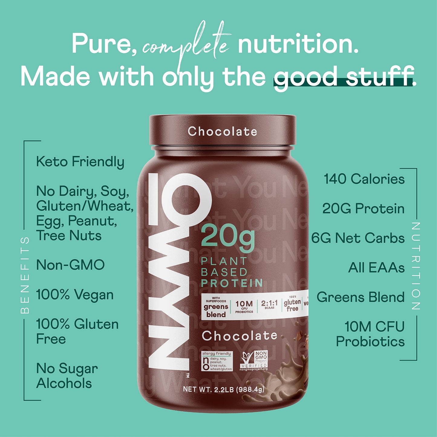 OWYN Only What You Need Chocolate Flavored Protein Powder, 2.2 lb