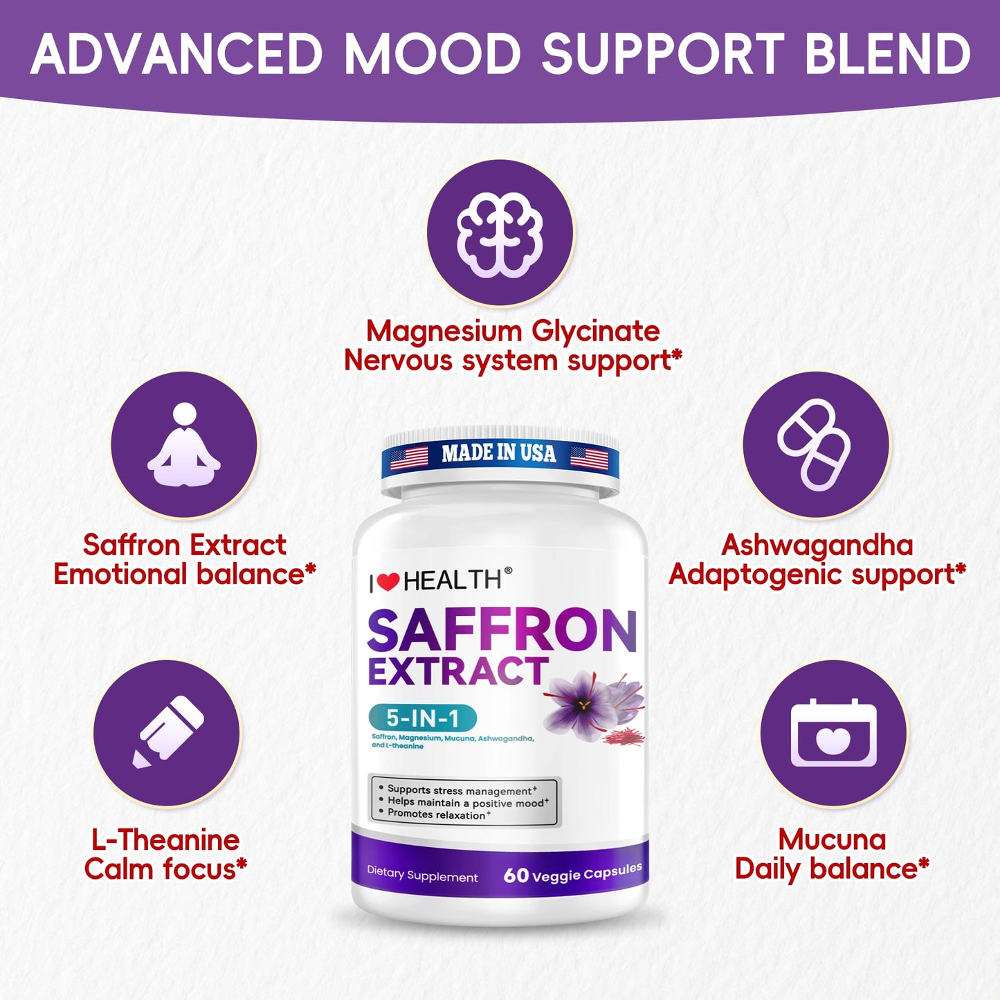 I LOVE HEALTH Saffron Supplement Capsule, 60 Capsules