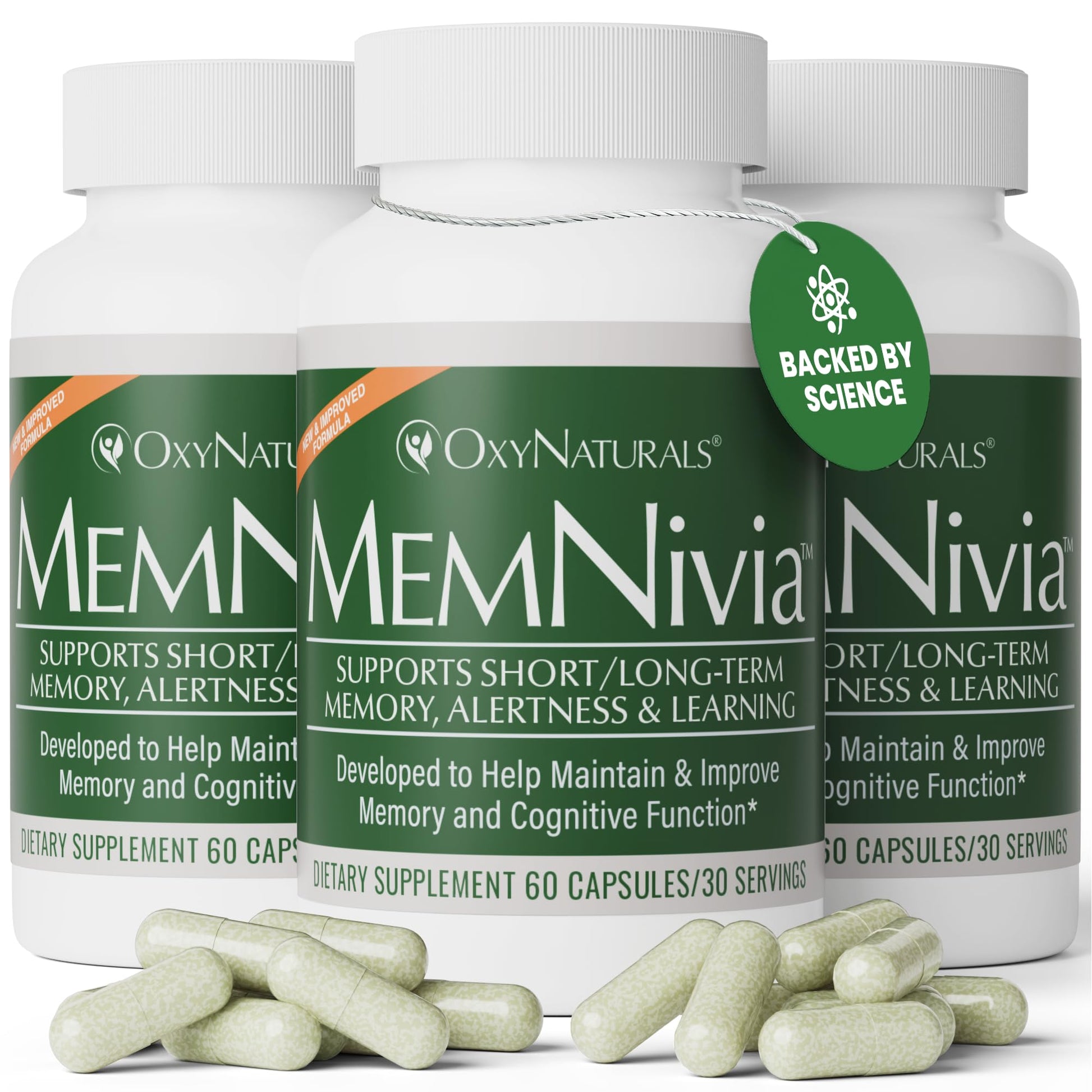 OxyNaturals MemNivia Brain Supplements Capsules 180
