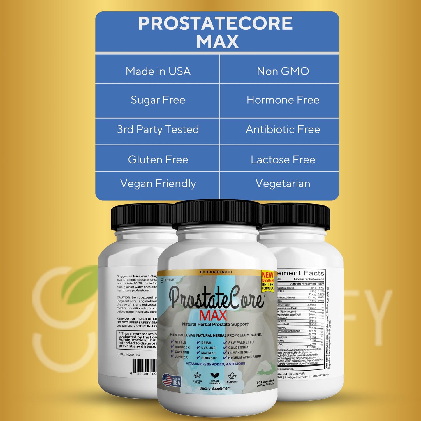 GREENVIFY ProstateCore Max Extra Prostate Supplements for Men Capsules 240
