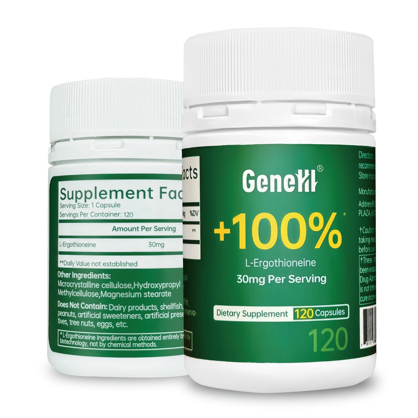 GENEIII L-Ergothioneine Supplement 30mg Capsule, 120 Count