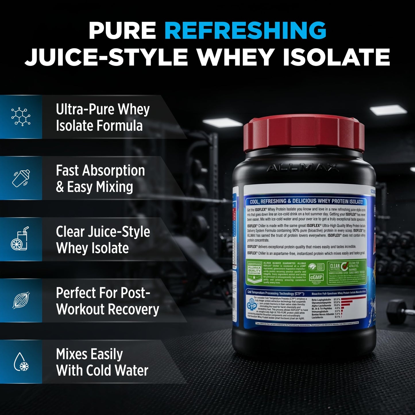 ALLMAX ISOFLEX Chiller Pure Whey Isolate Protein Powder, 32 Servings, 2 lb