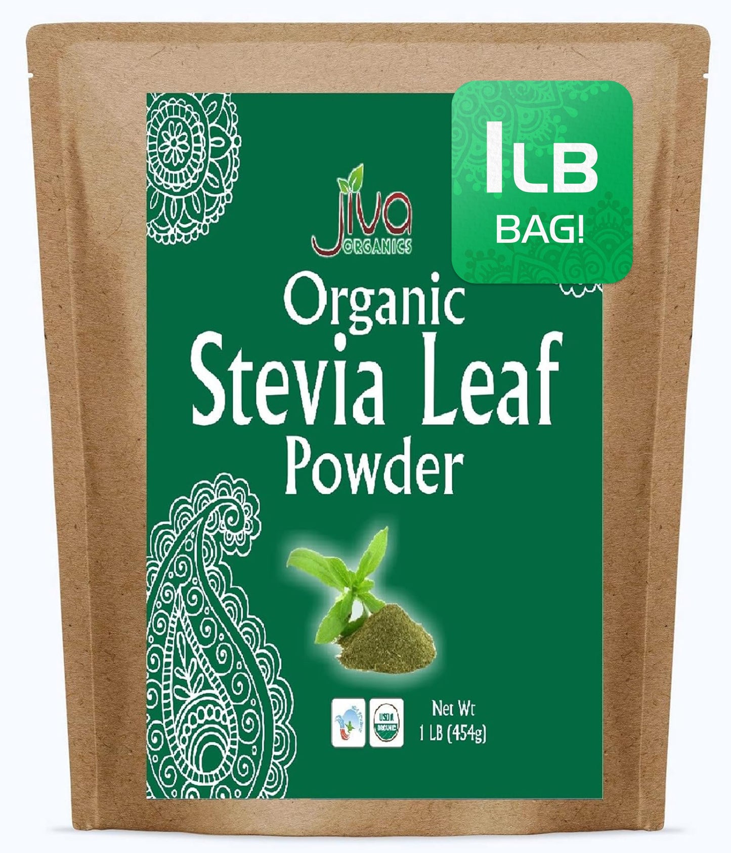 Jiva Organics Stevia Leaf Powder, 16 Ounce