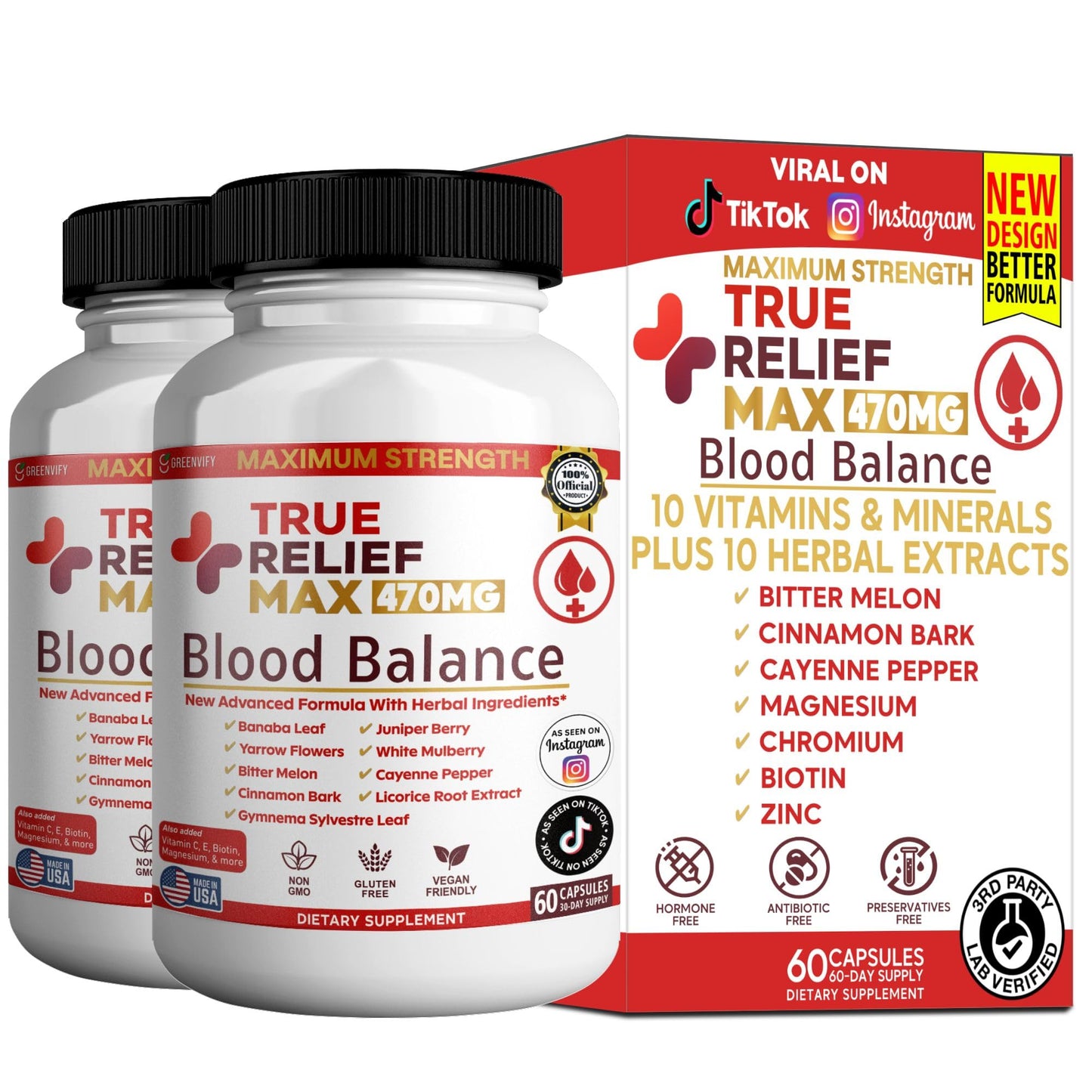 GREENVIFY True Relief Max Blood Balance Support Capsules, 60 Count