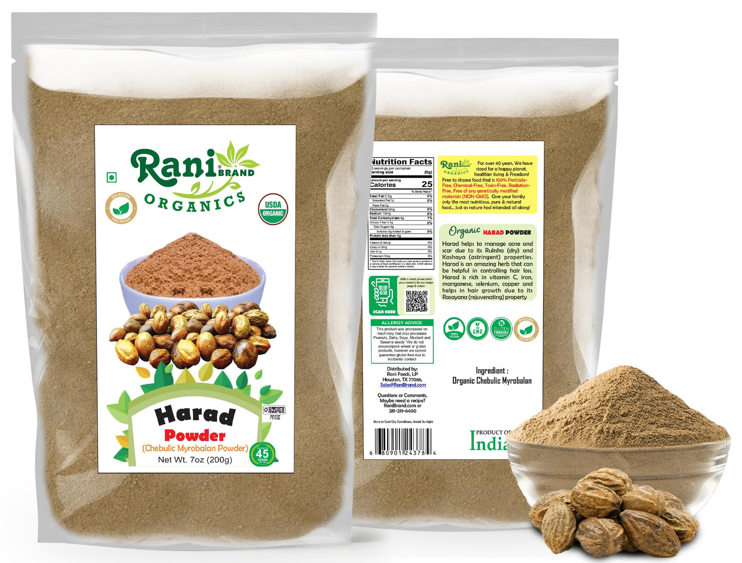 Rani Brand Authentic Indian Products Harad (Chebulic Myrobalan) Powder 7 oz