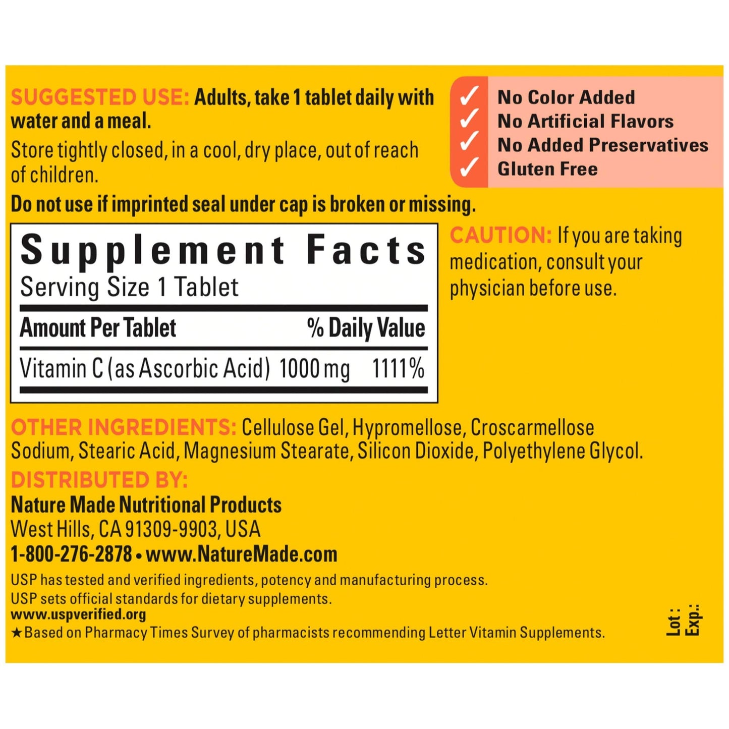 Nature Made Vitamin C 1000 mg Tablets, 300 Count