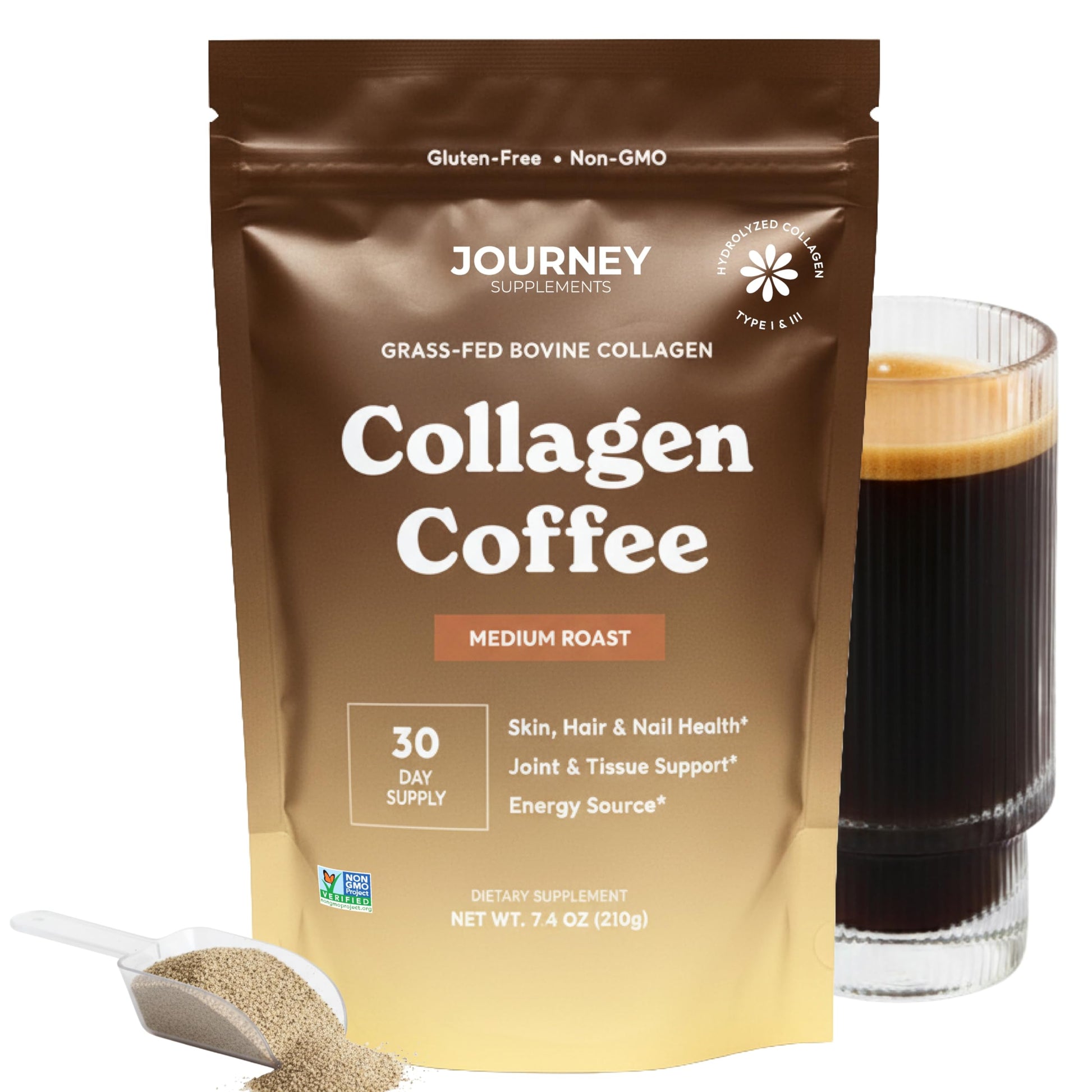 Journey Supplements Collagen Coffee Powder, 7.4 Oz