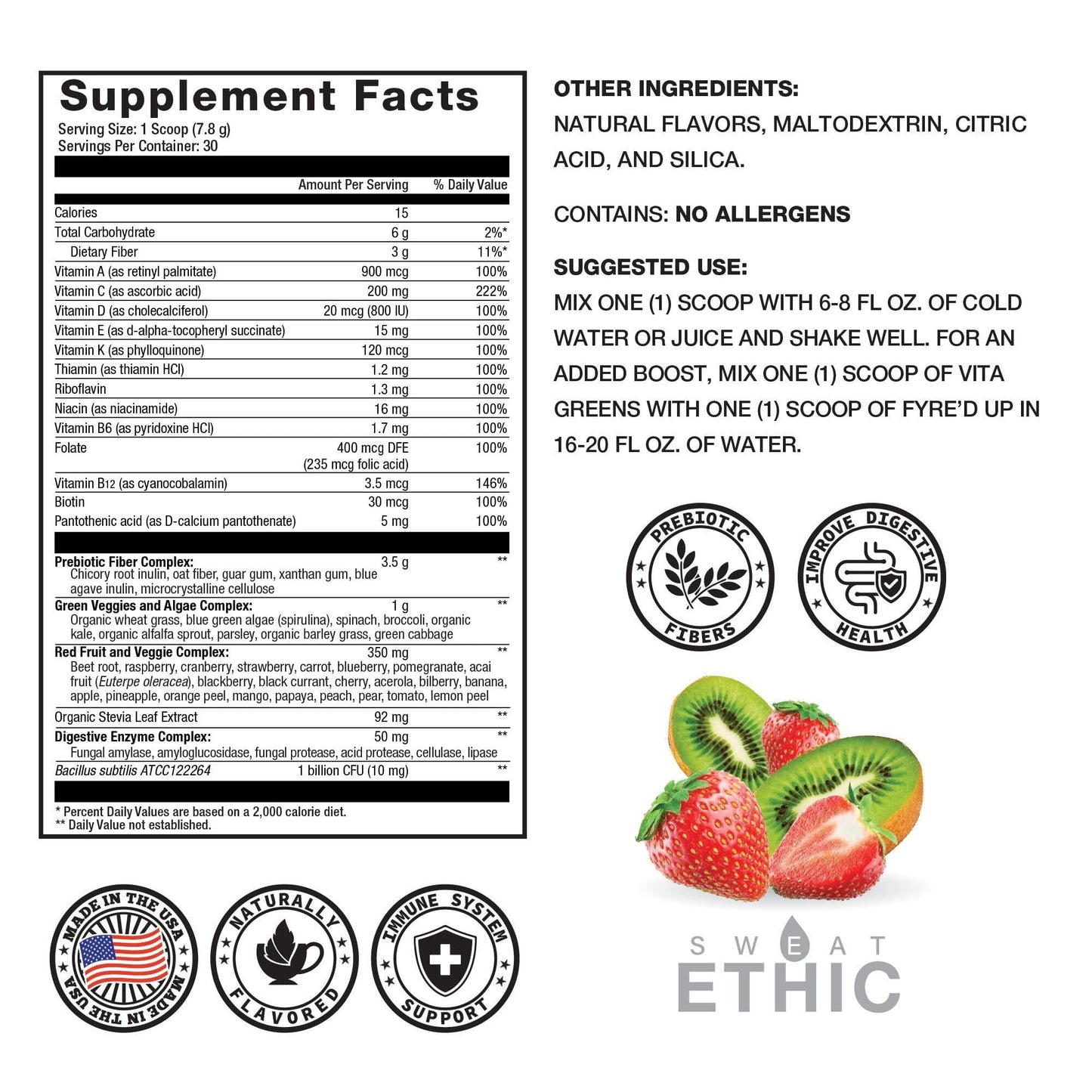 Sweat Ethic Vita Greens Greens Superfood Powder, 12