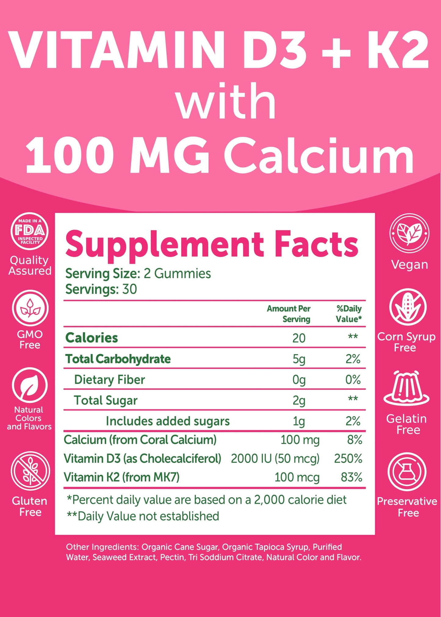 Lunakai Calcium Magnesium Zinc + D3 + K2 Gummies Bundle – 120 Gummies