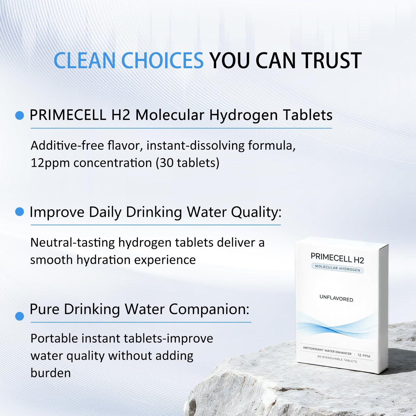 Qoenba PrimeCell H2 Molecular Hydrogen Water Tablets with Magnesium – Antioxidant & Cellular Health Support, 30 Tablets