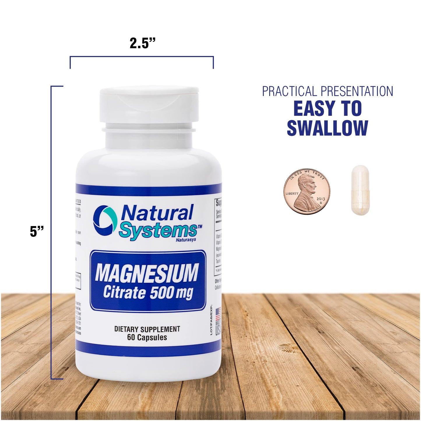 Natural Systems Naturasys Magnesium Citrate 500mg Capsules 60 Count