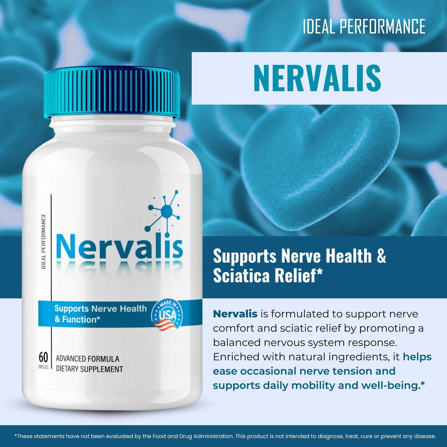 IDEAL PERFORMANCE Nervalis Nerve Supplement, 180 Capsules
